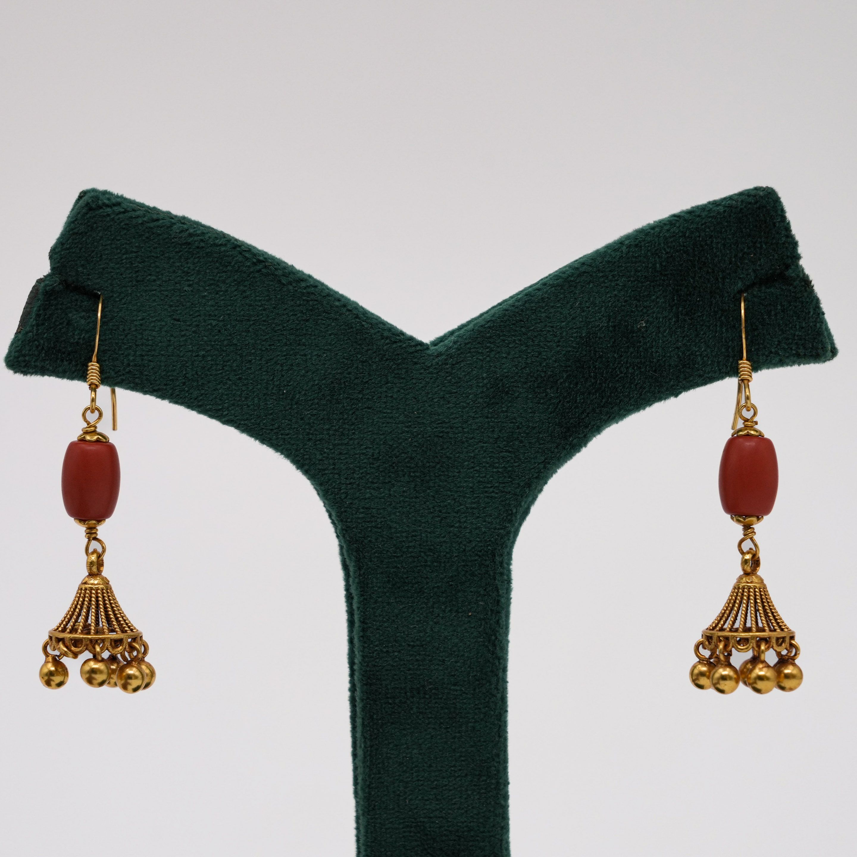 Coral Jhumka Earrings