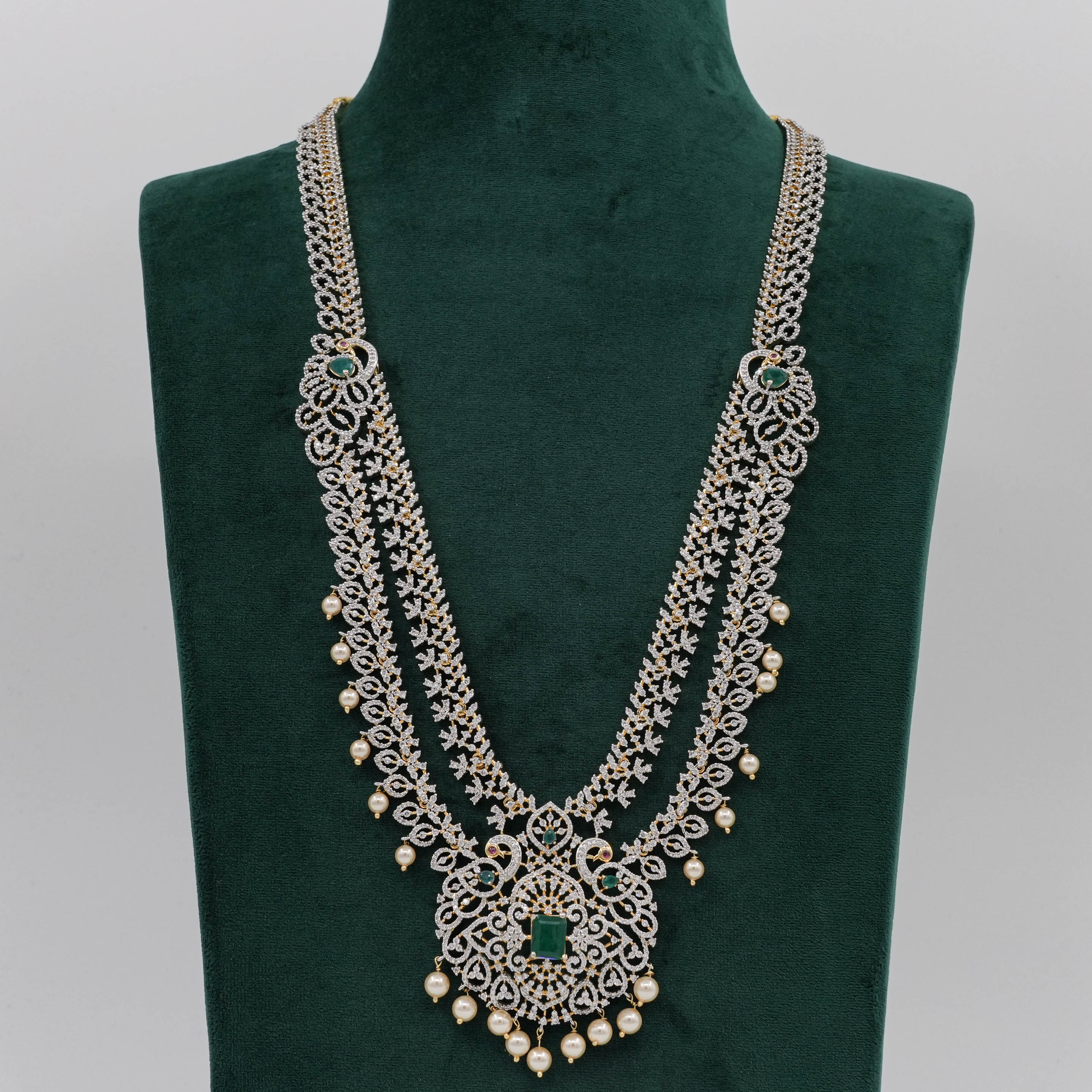 Raag Silver Jewellery - Diamond Emerald Necklace