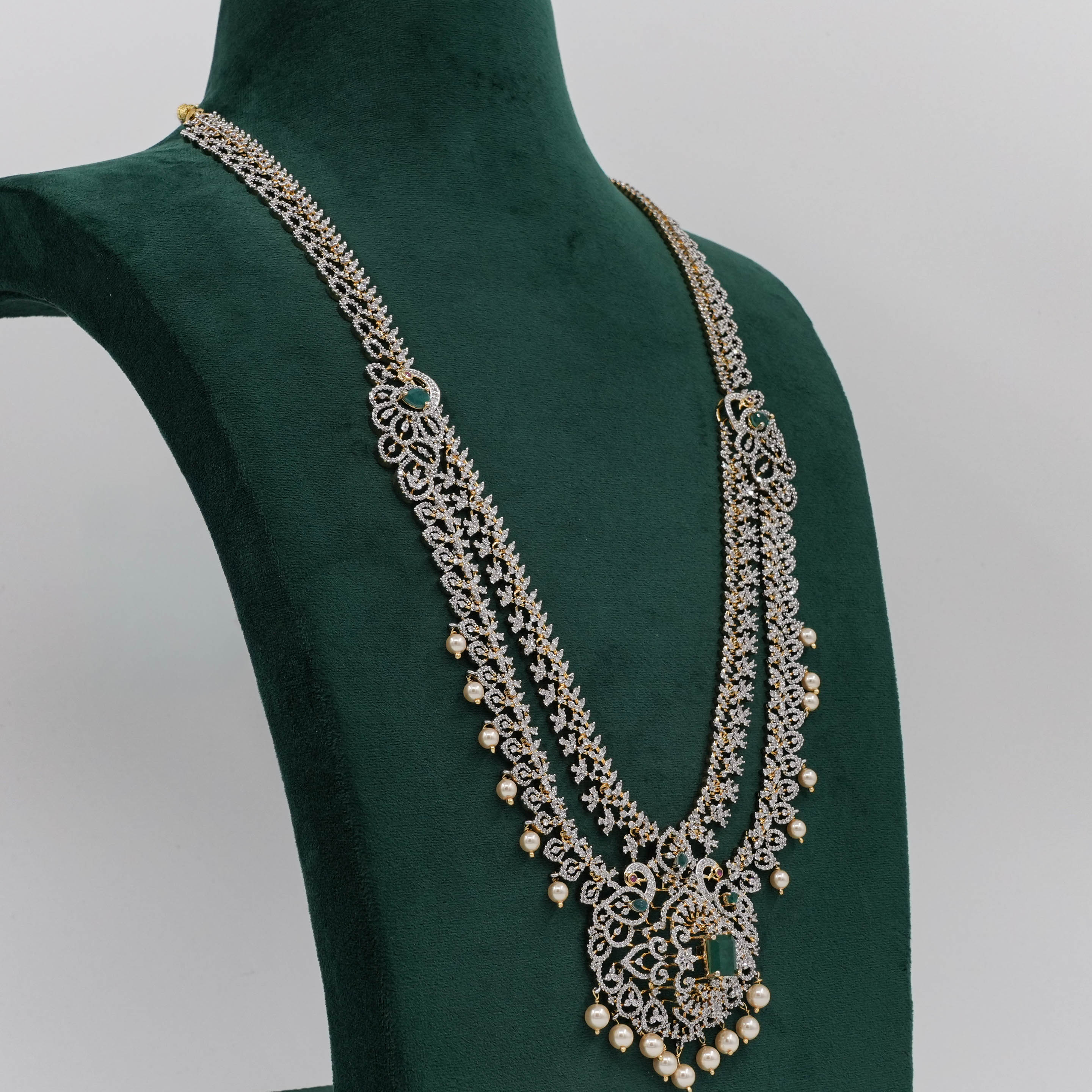 Raag Silver Jewellery - Diamond Emerald Necklace