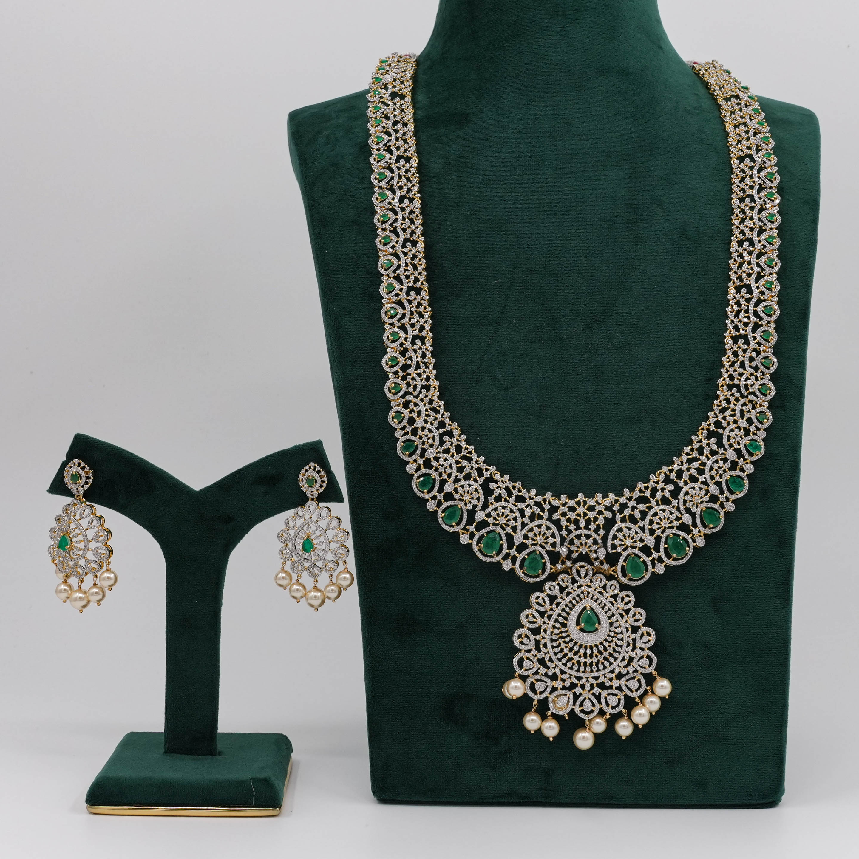 Raag Silver Jewellery - Emerald Necklace Set