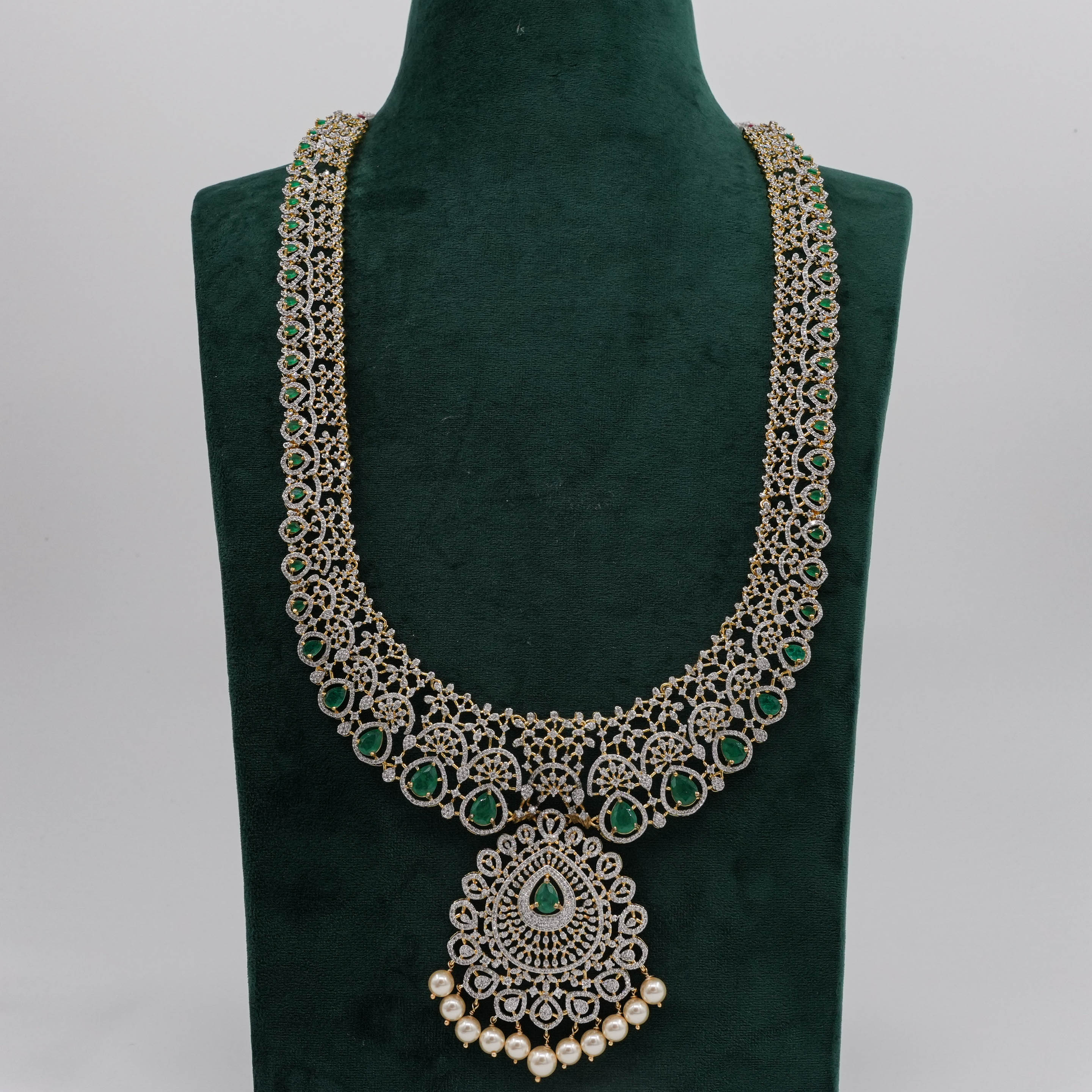 Raag Silver Jewellery - Emerald Necklace Set