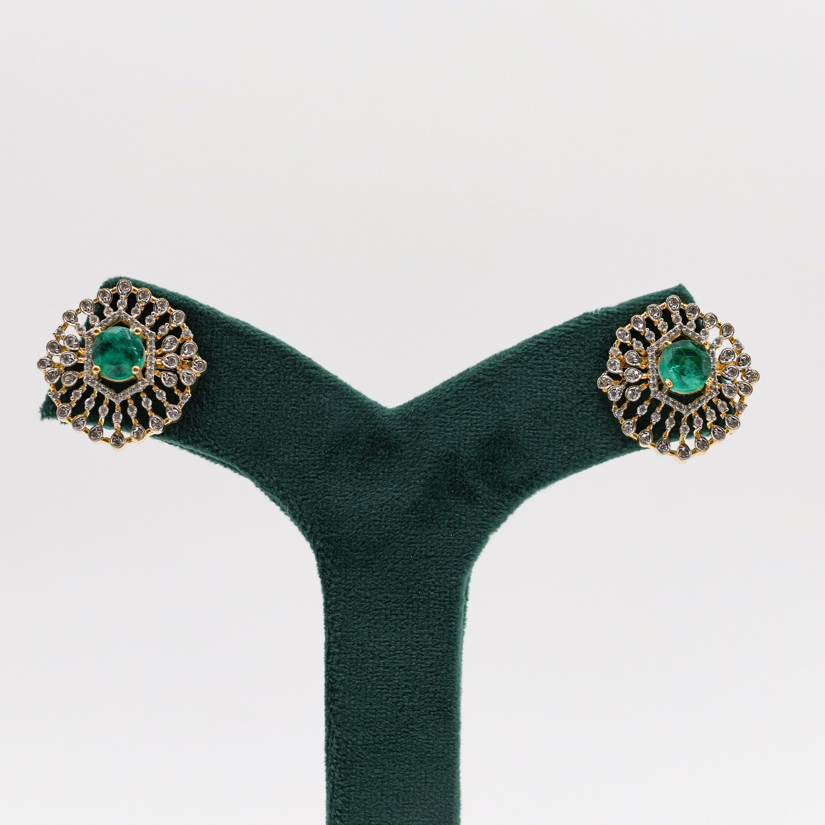 Raag Silver Jewellery - Emerald Stud Earrings