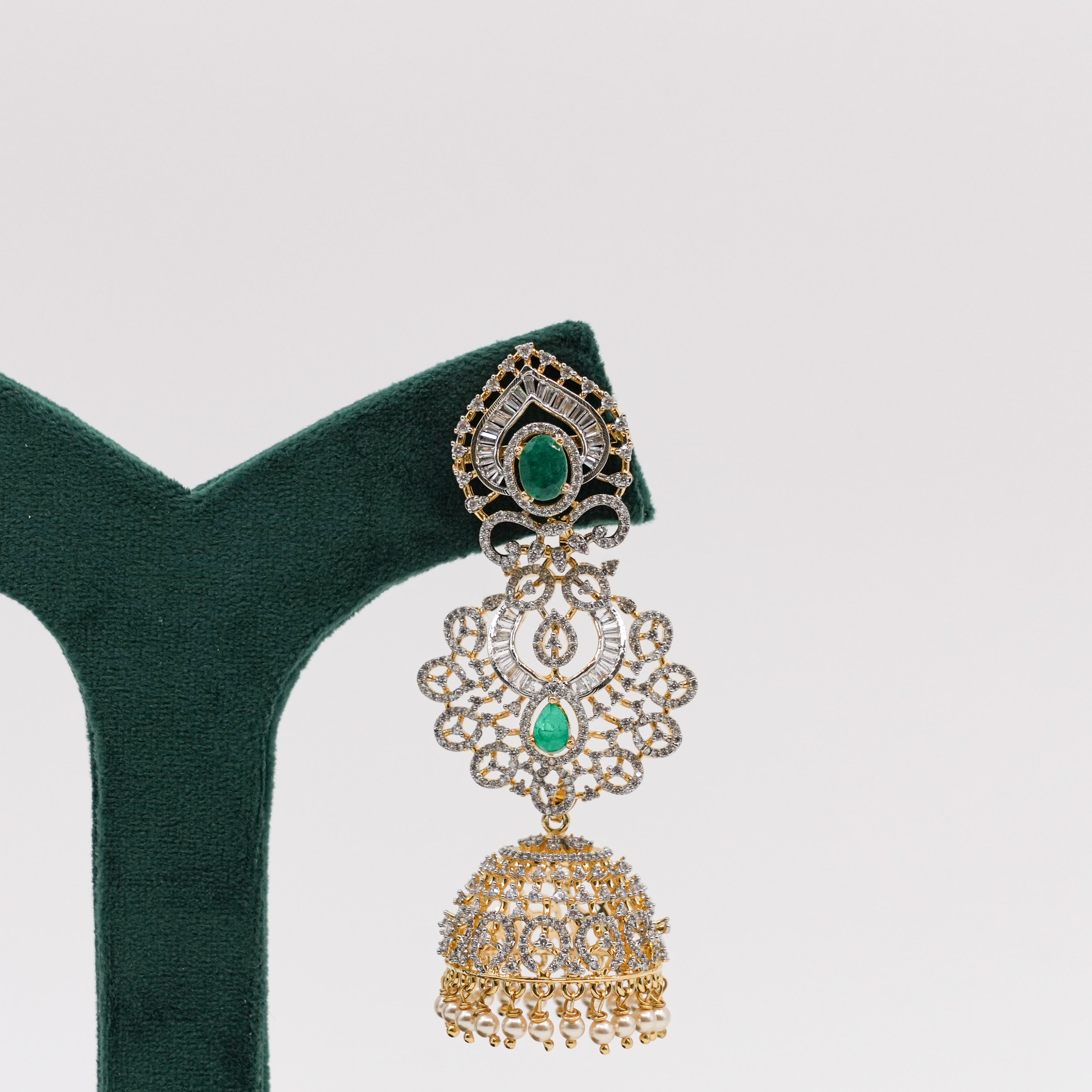 Raag Silver Jewellery - Emerald Jhumka Earrings