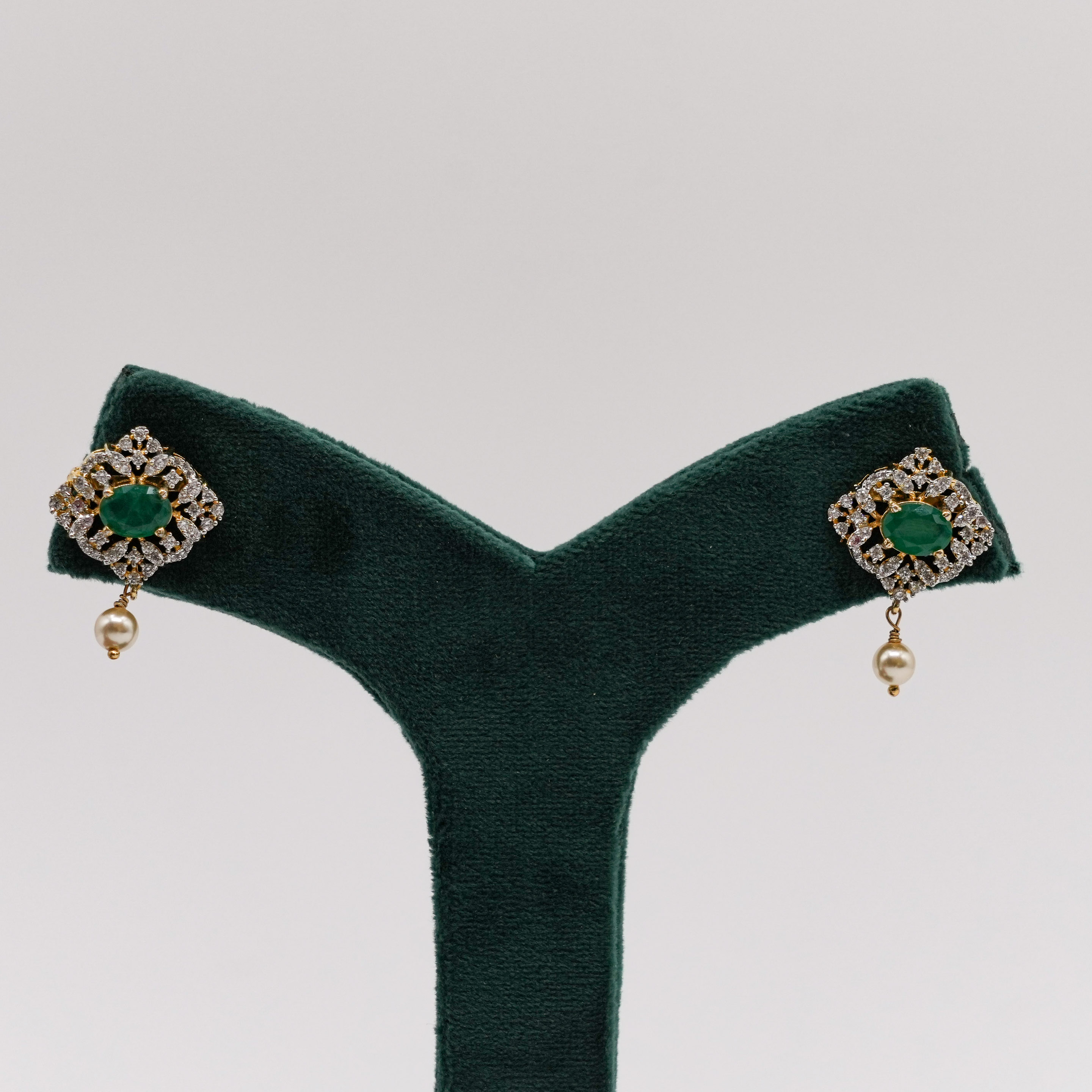 Raag Silver Jewellery - Emerald Pearl Earrings