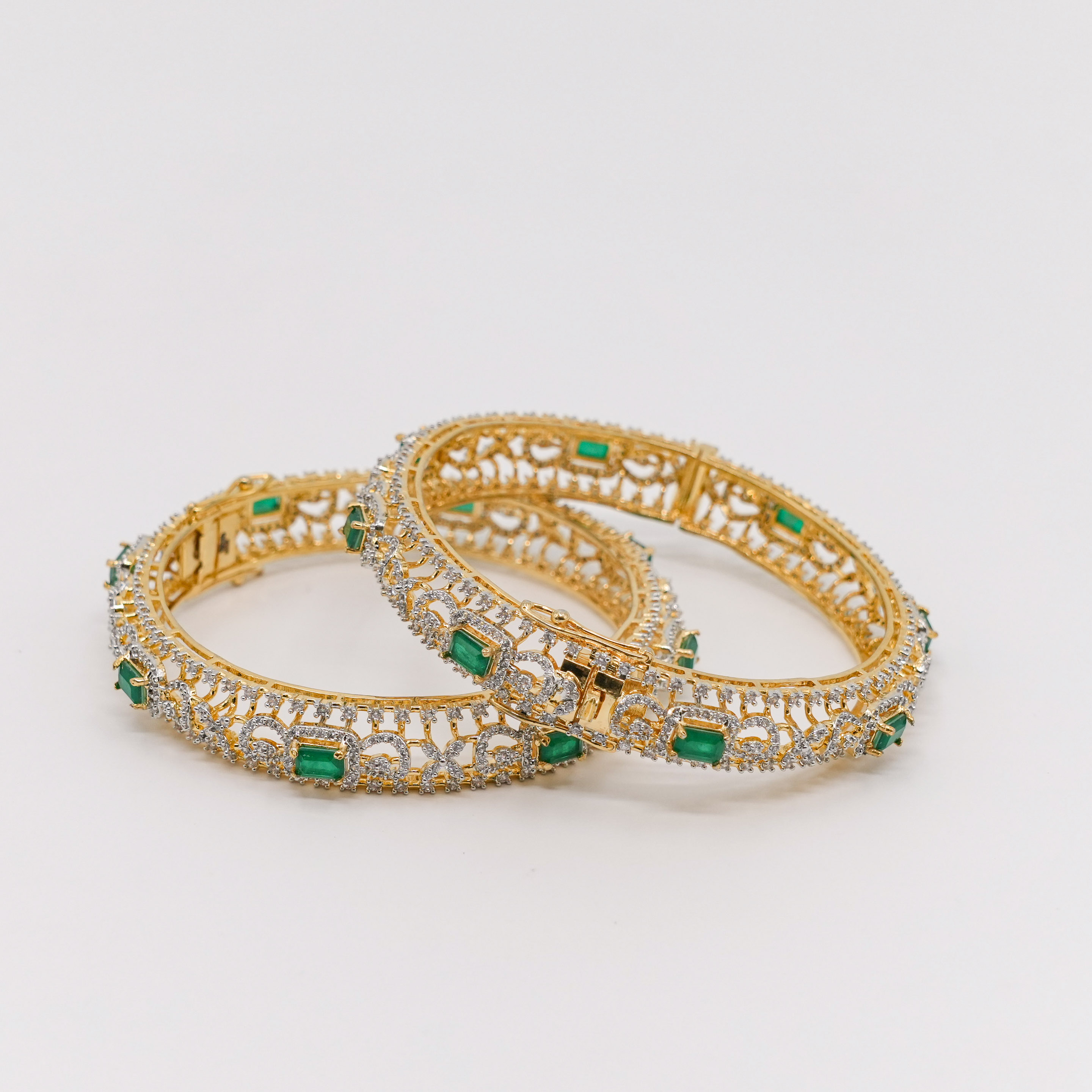 Raag Silver Jewellery - Emerald Bangle Set