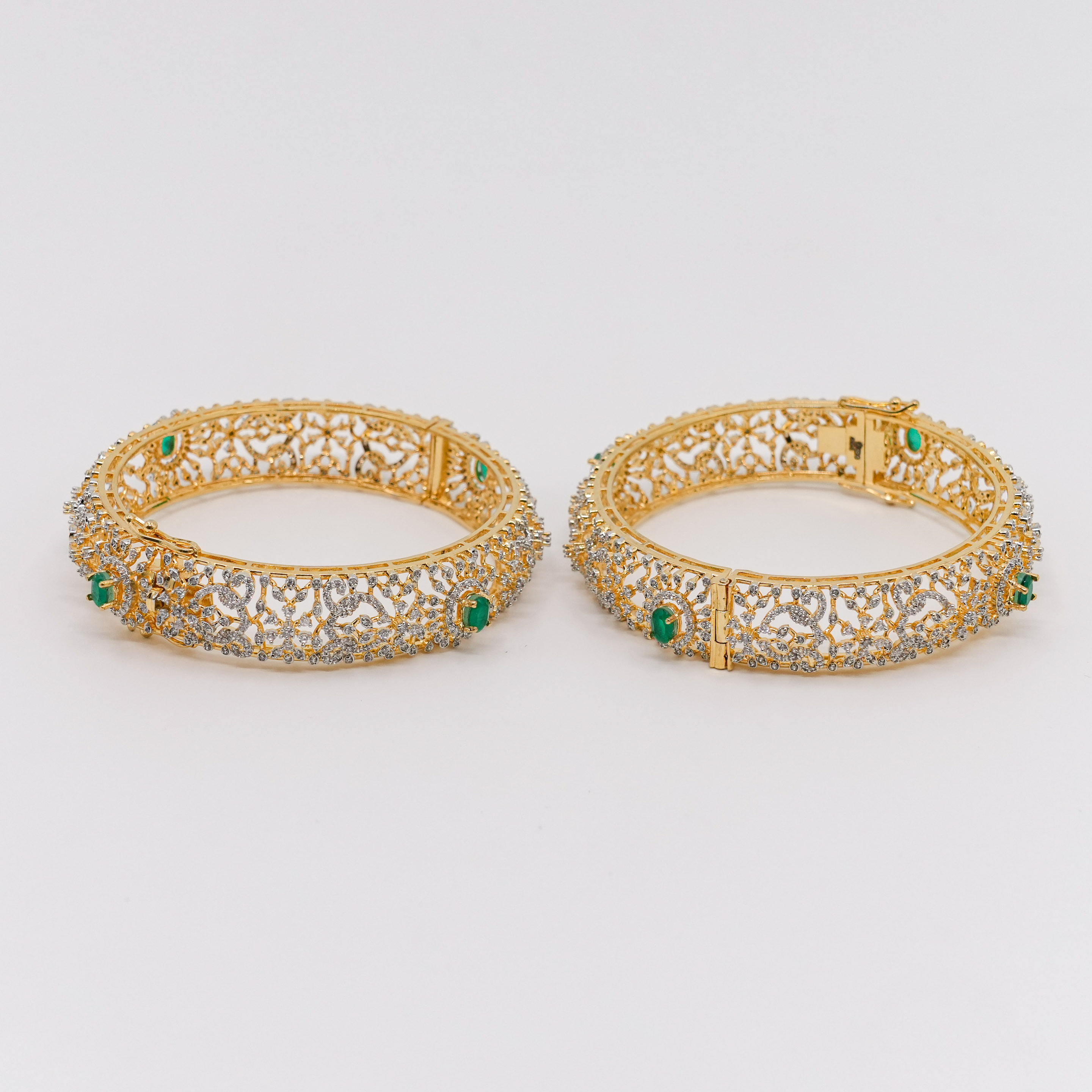 Raag Silver Jewellery - Gold Emerald Bangles