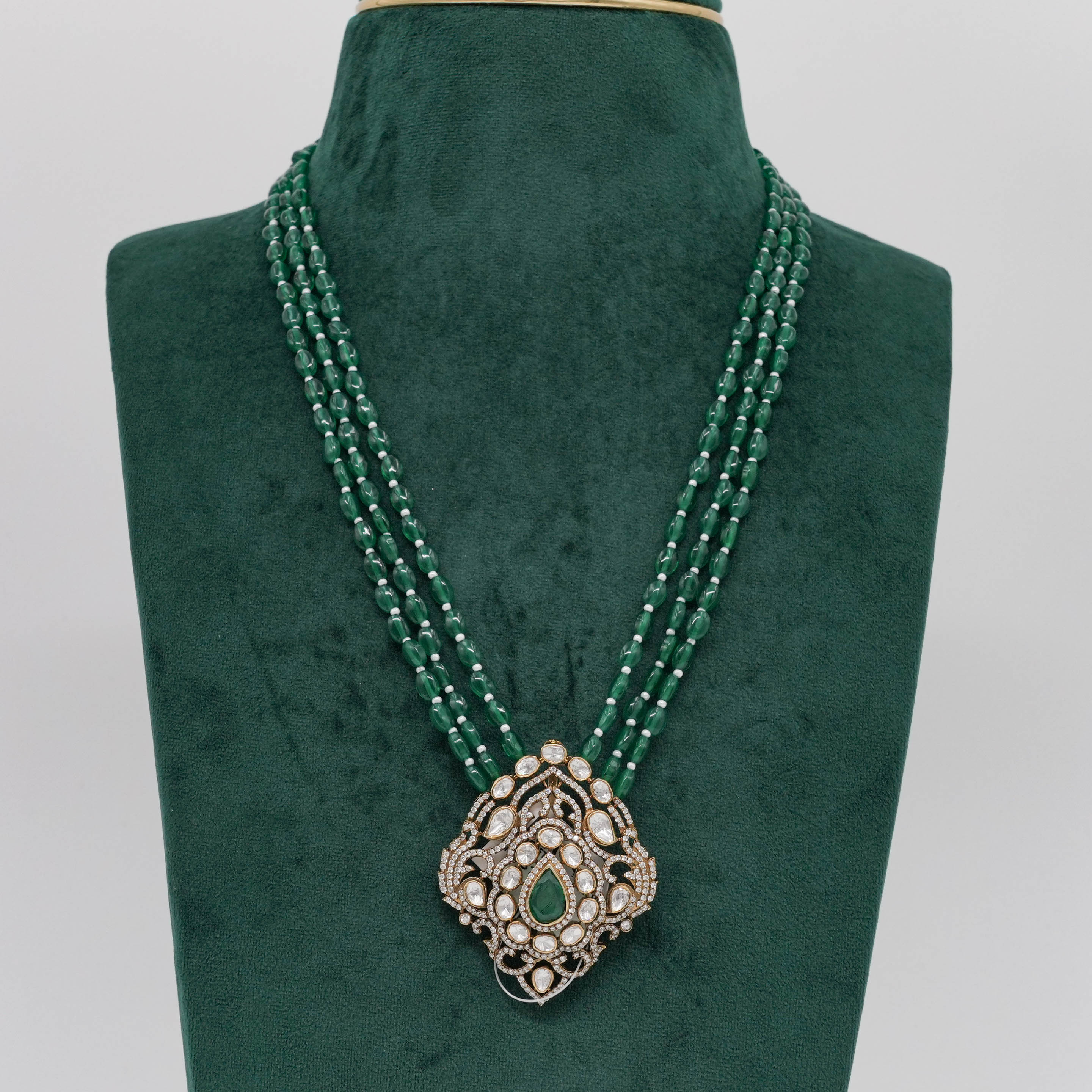 Raag Silver Jewellery - Emerald Necklace Set