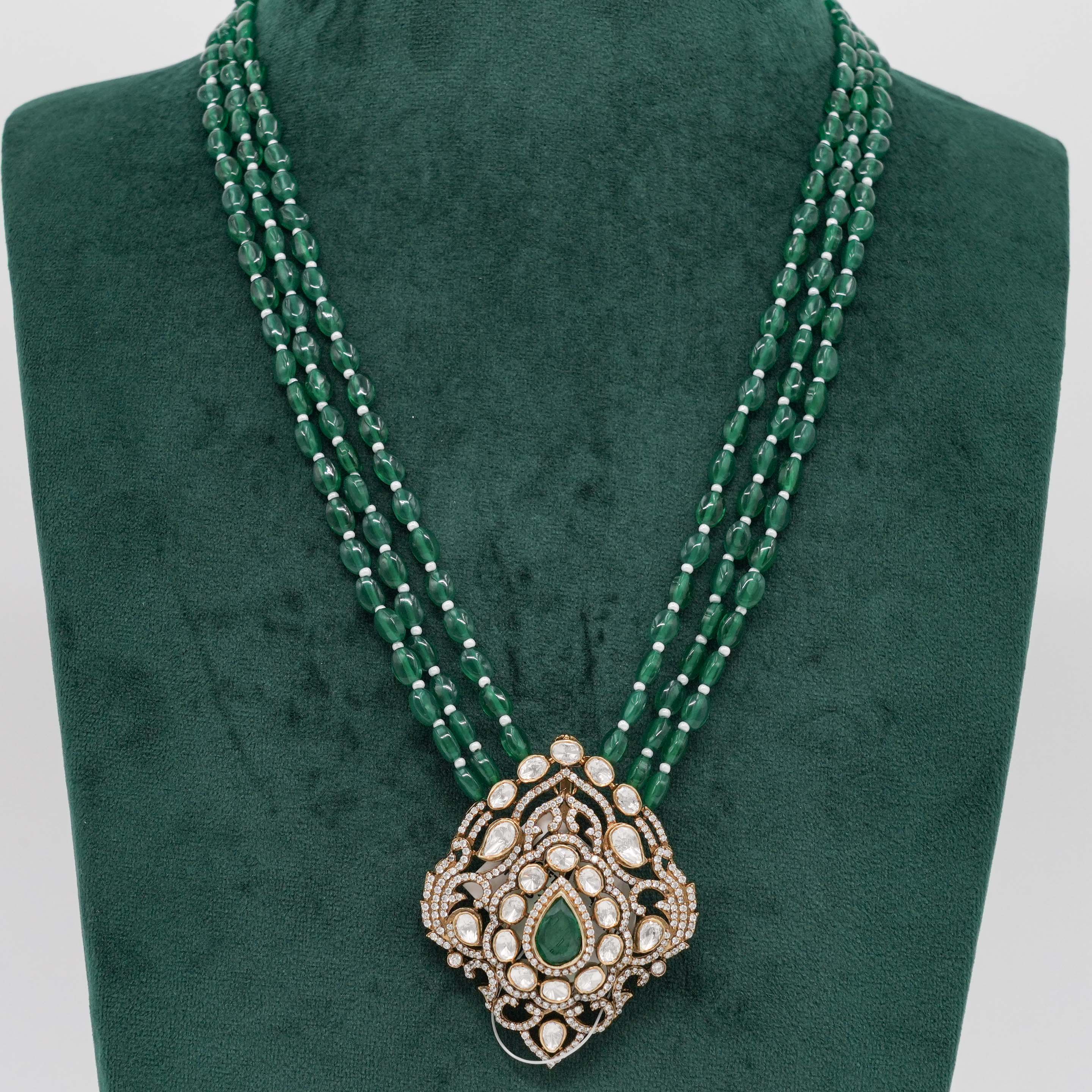 Raag Silver Jewellery - Emerald Necklace Set