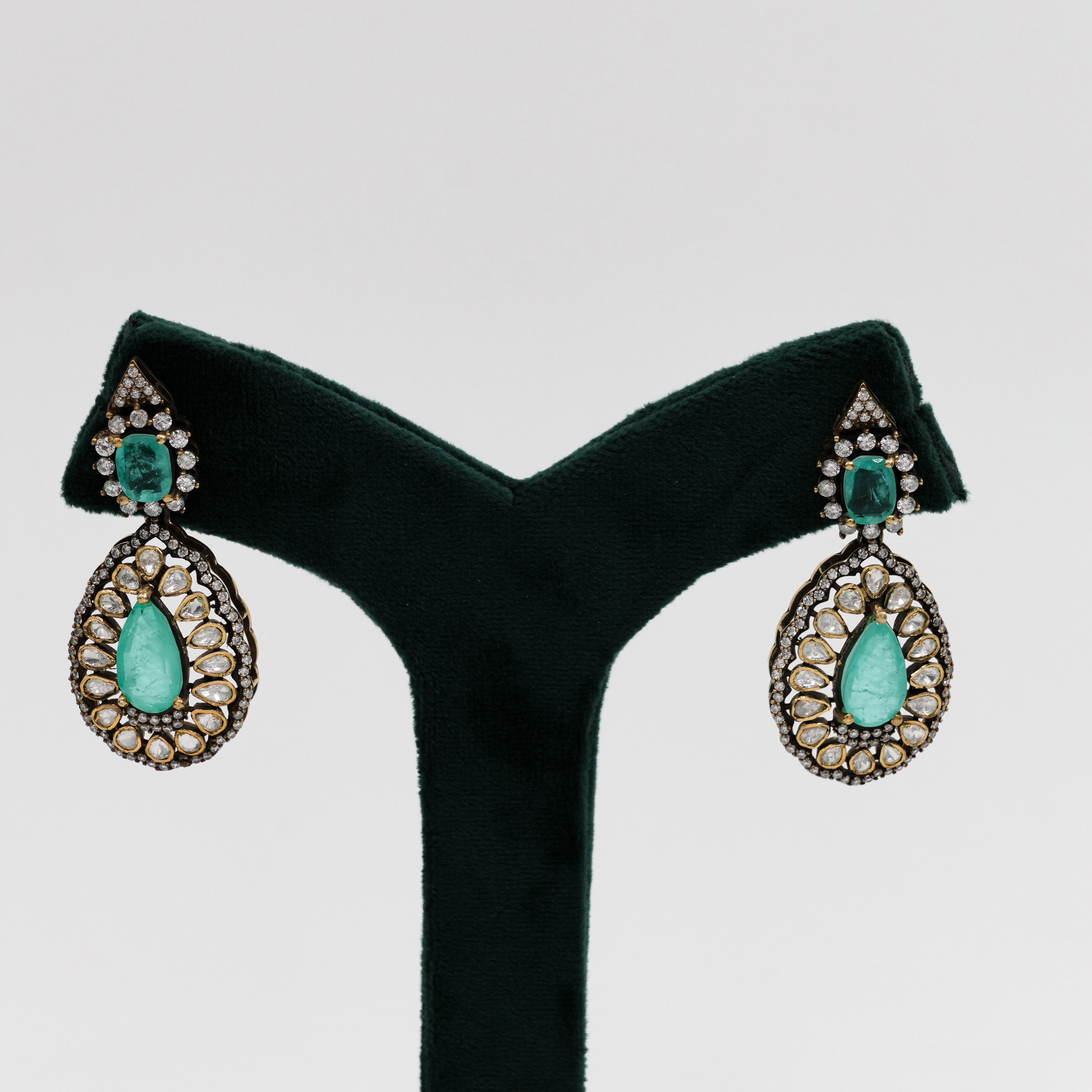 Raag Silver Jewellery - Emerald Drop Earrings