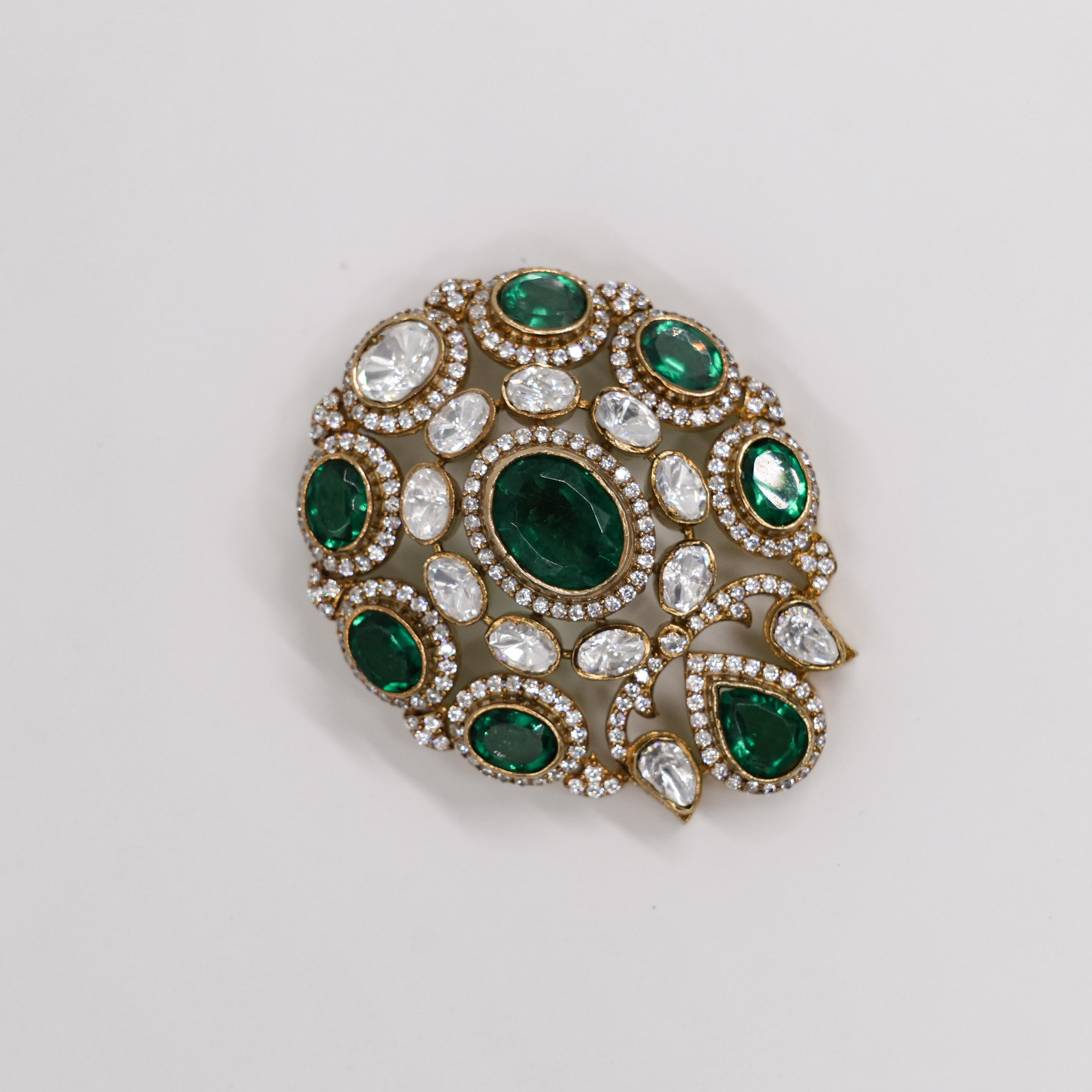 Raag Silver Jewellery - Emerald Stone Brooch
