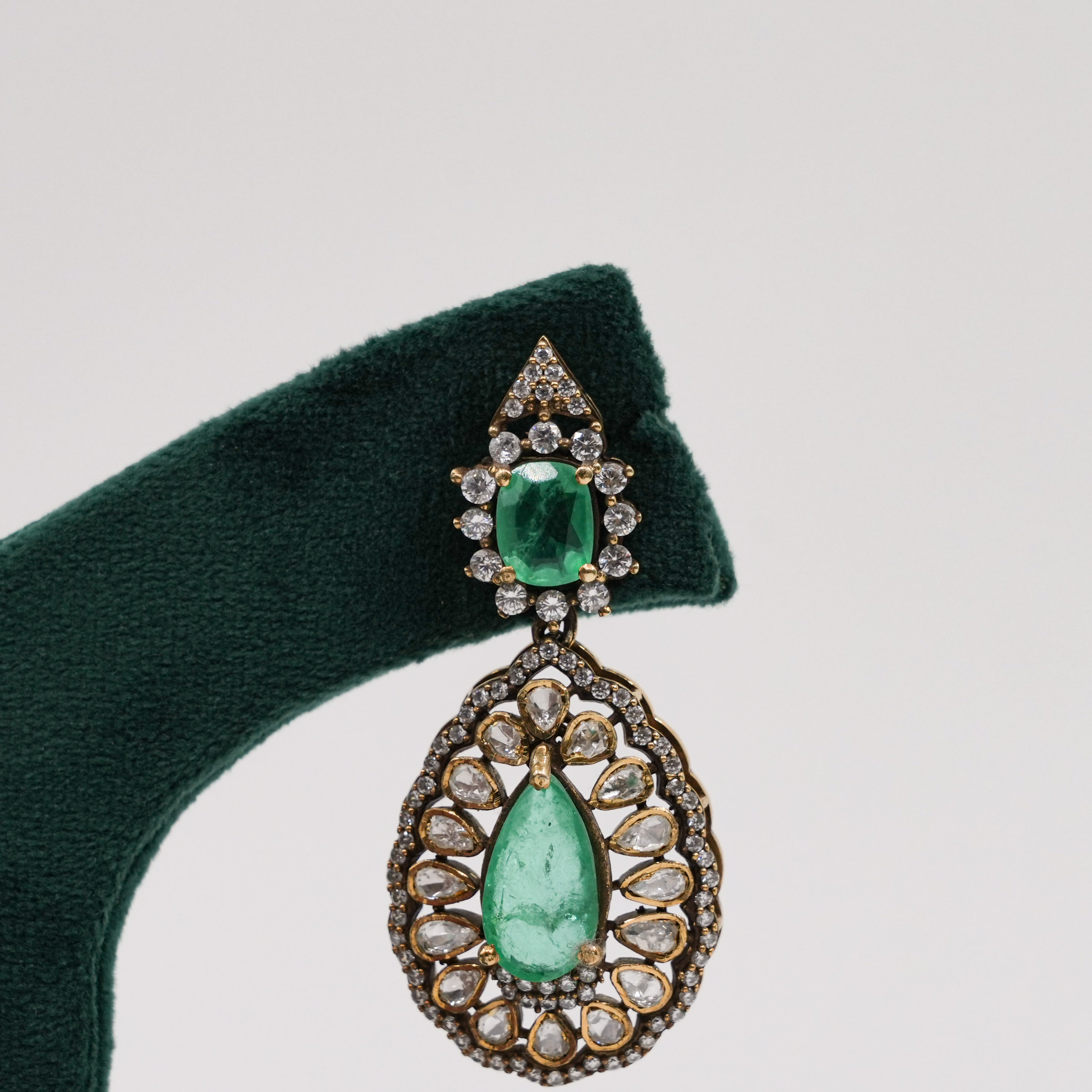 Raag Silver Jewellery - Emerald Drop Earrings