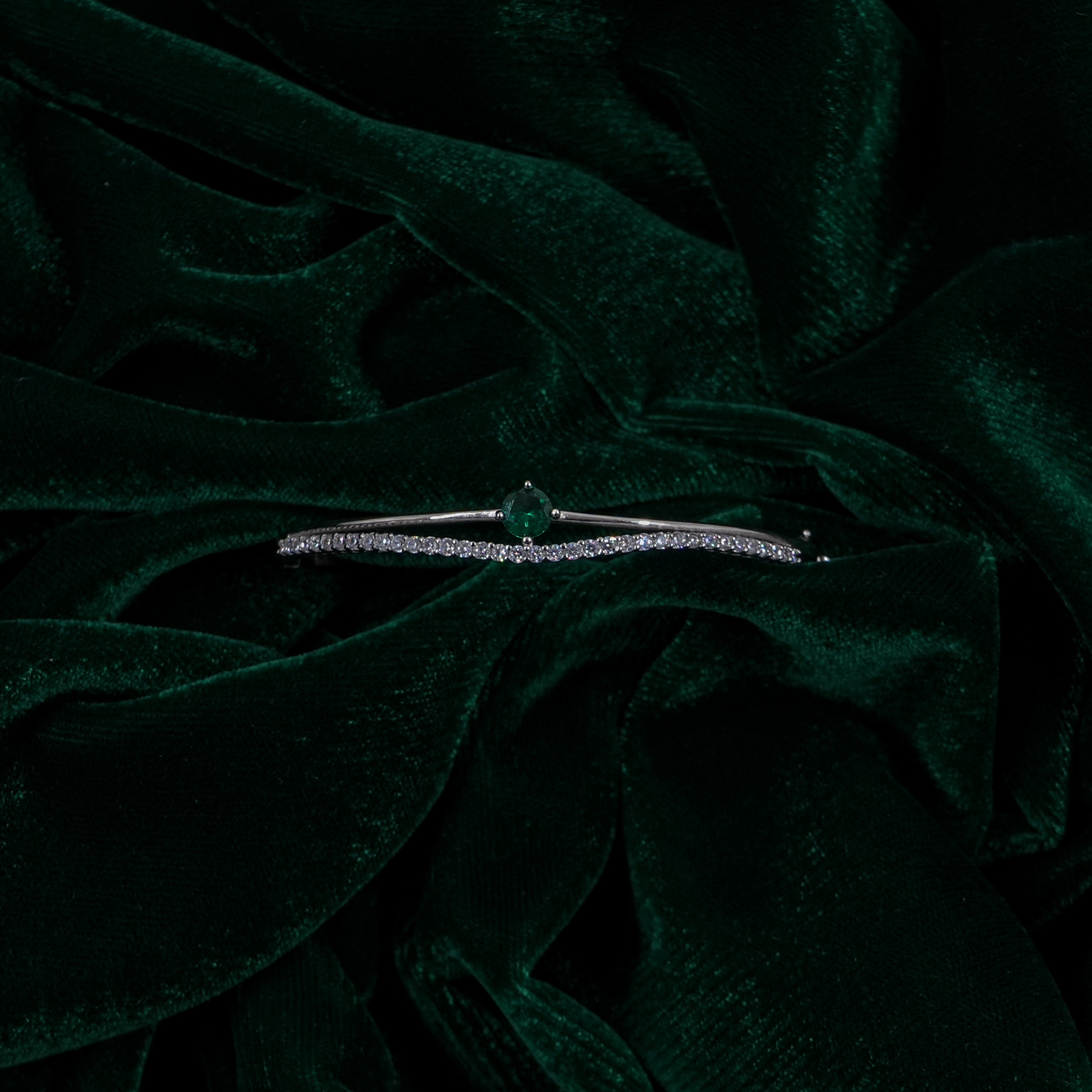 Raag Silver Jewellery - Silver Emerald Kada