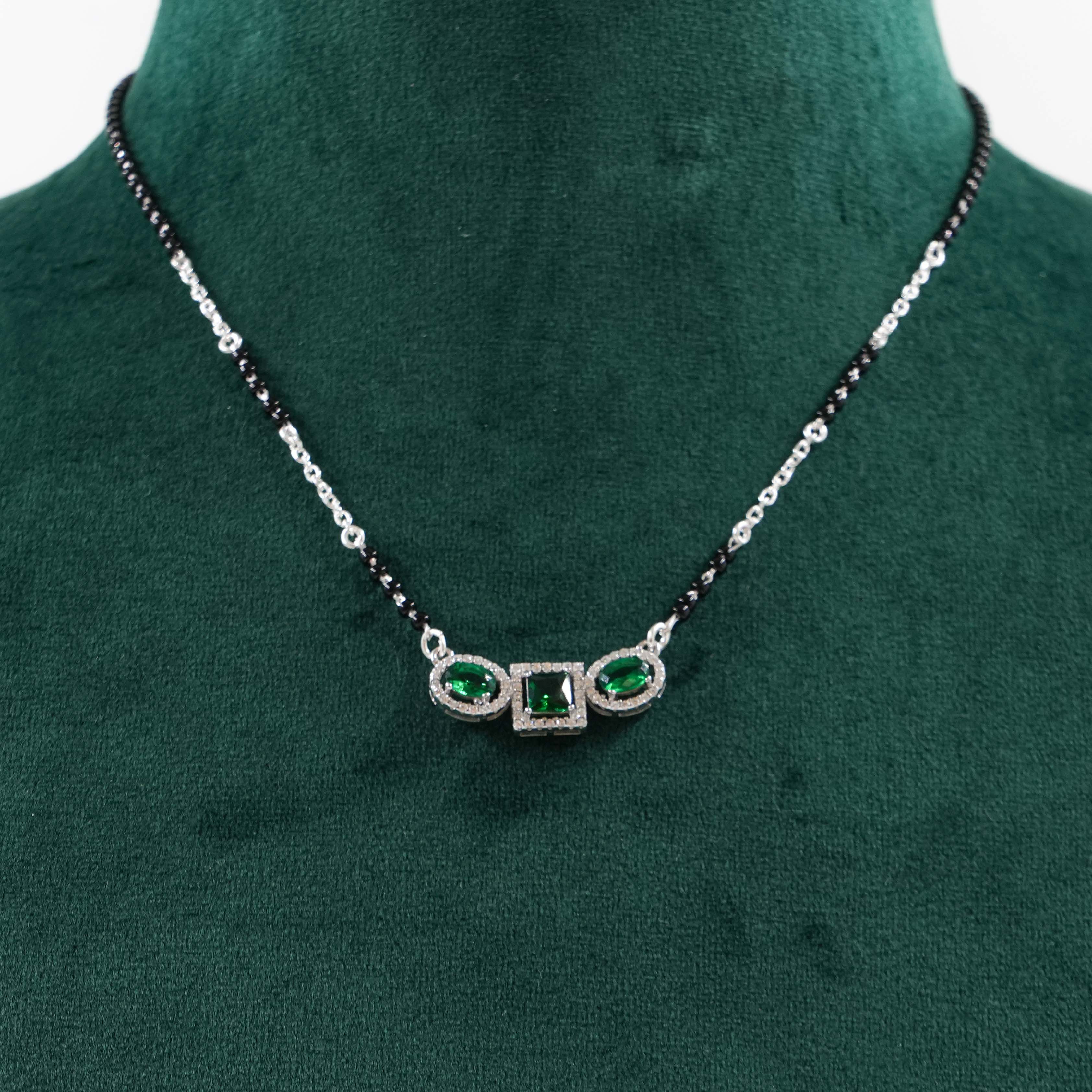 Raag Silver Jewellery - Emerald Pendant Necklace