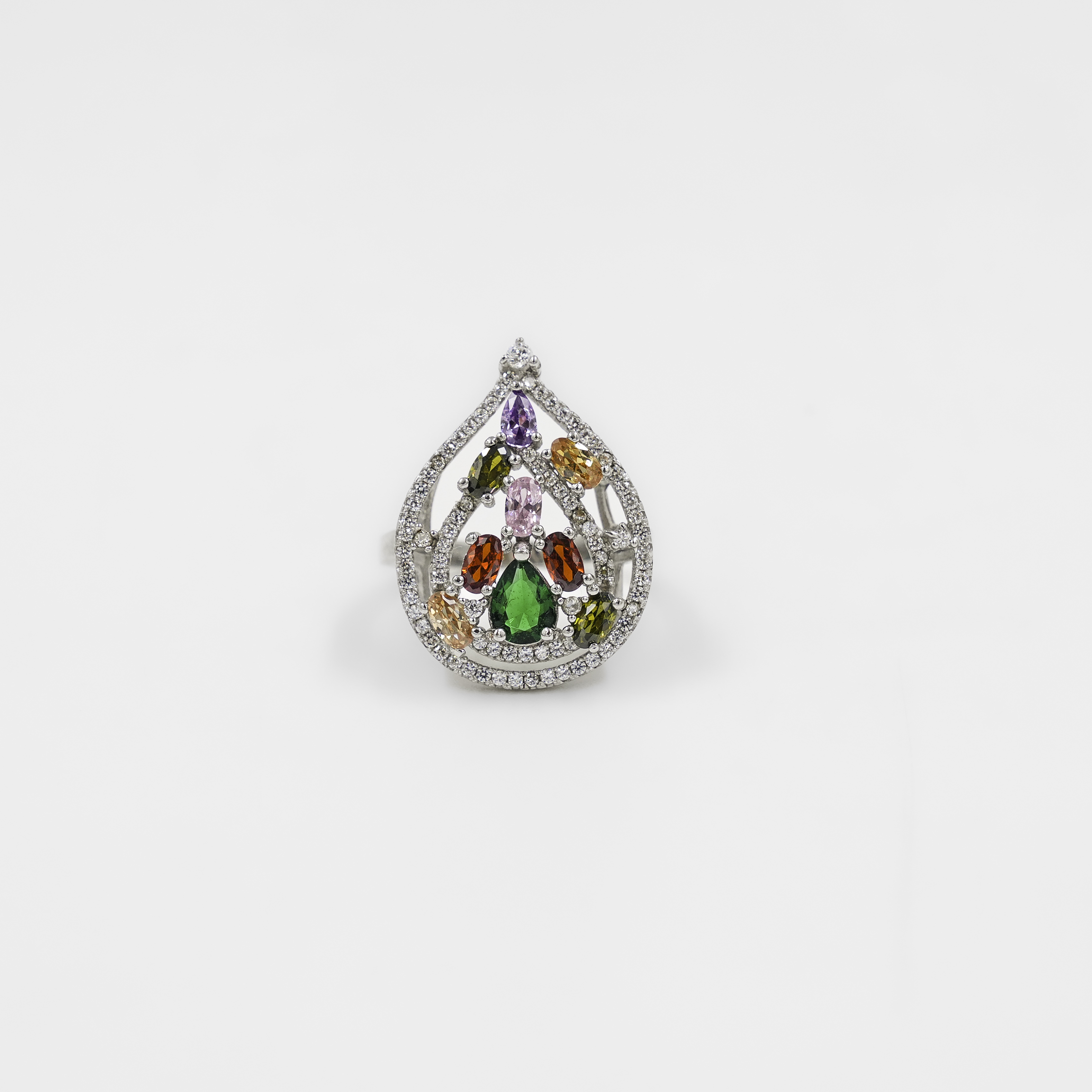 Raag Silver Jewellery - Elegant Sterling Silver Multi-Gemstone Cocktail Ring