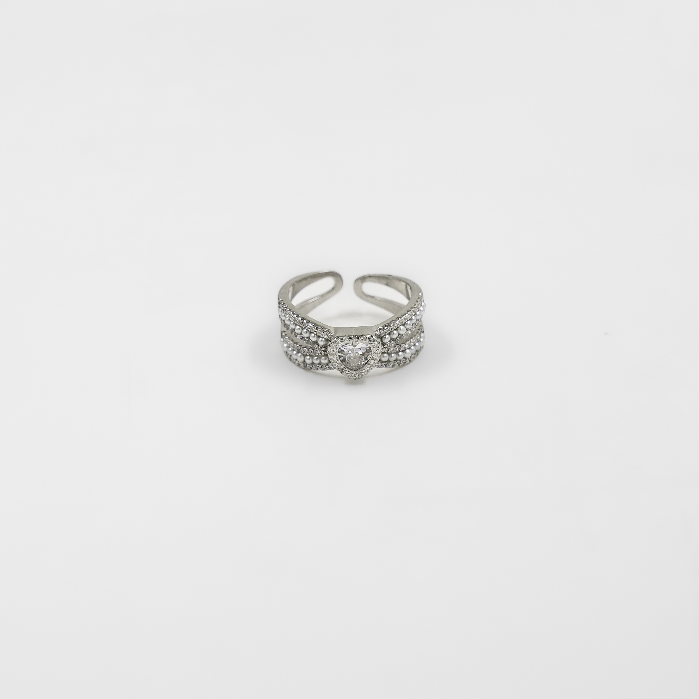 Raag Silver Jewellery - Dazzling Silver Open Ring With Pearls