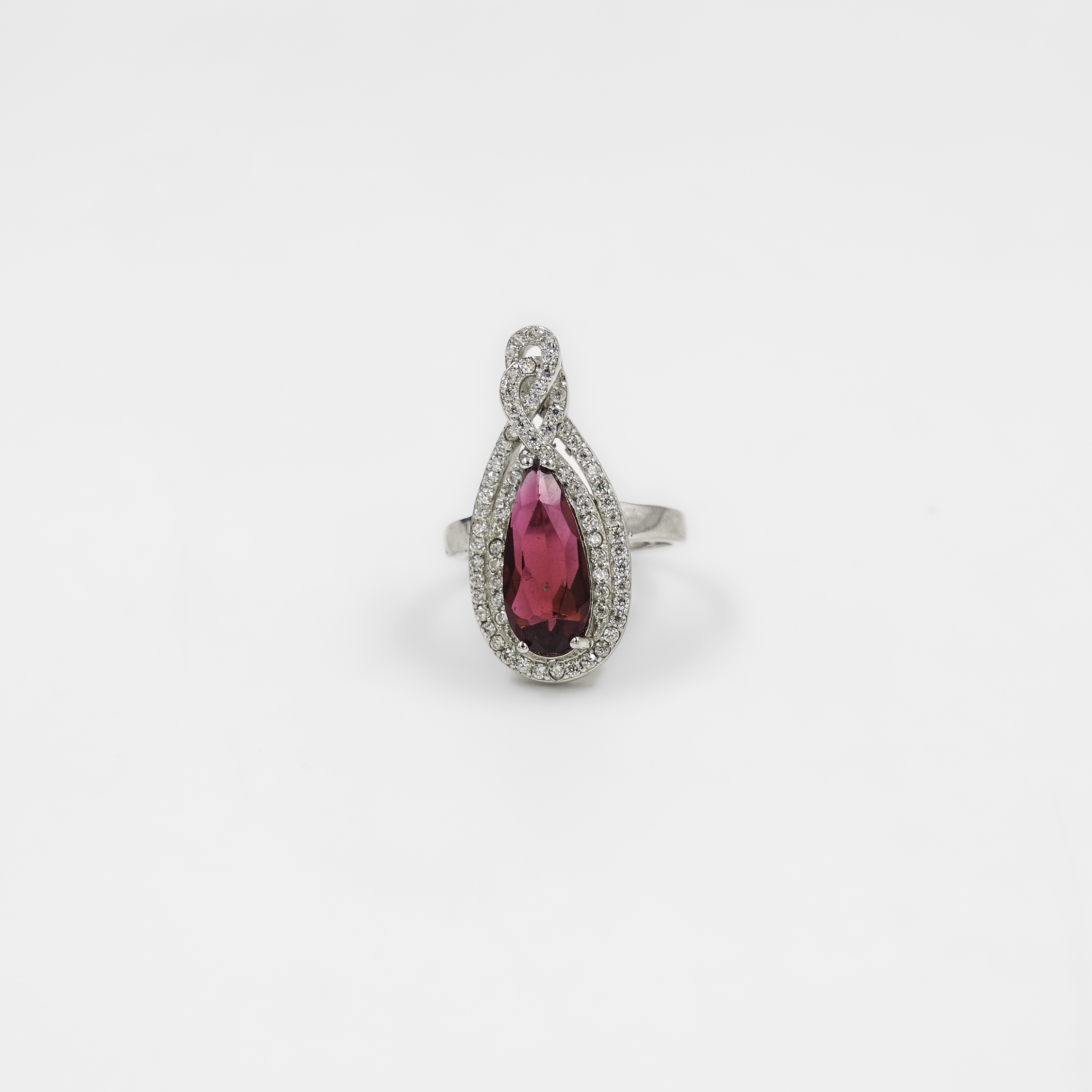 Raag Silver Jewellery - Elegant Silver Ring with Red Ruby