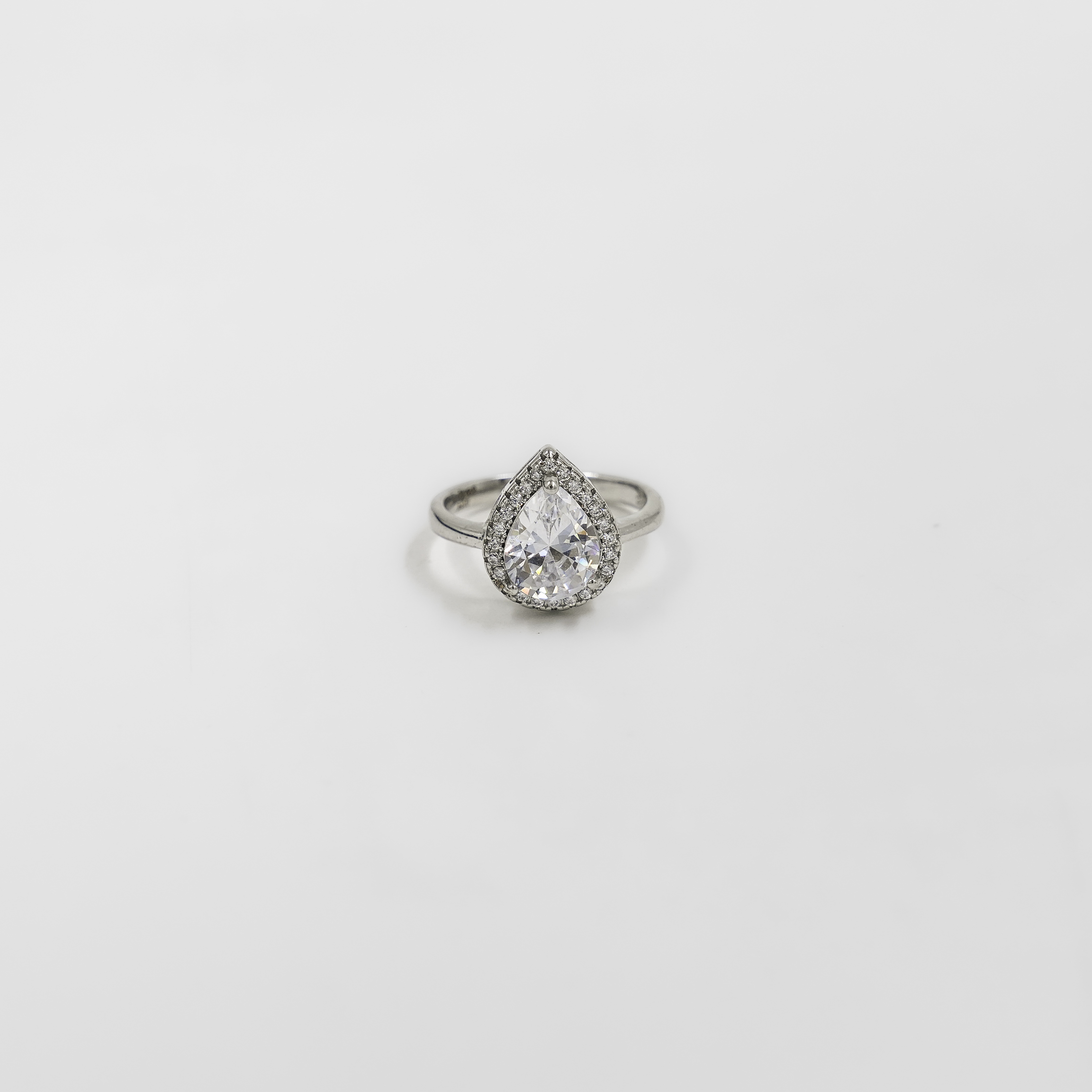 Elegant Silver Pear Cut Cubic Zirconia