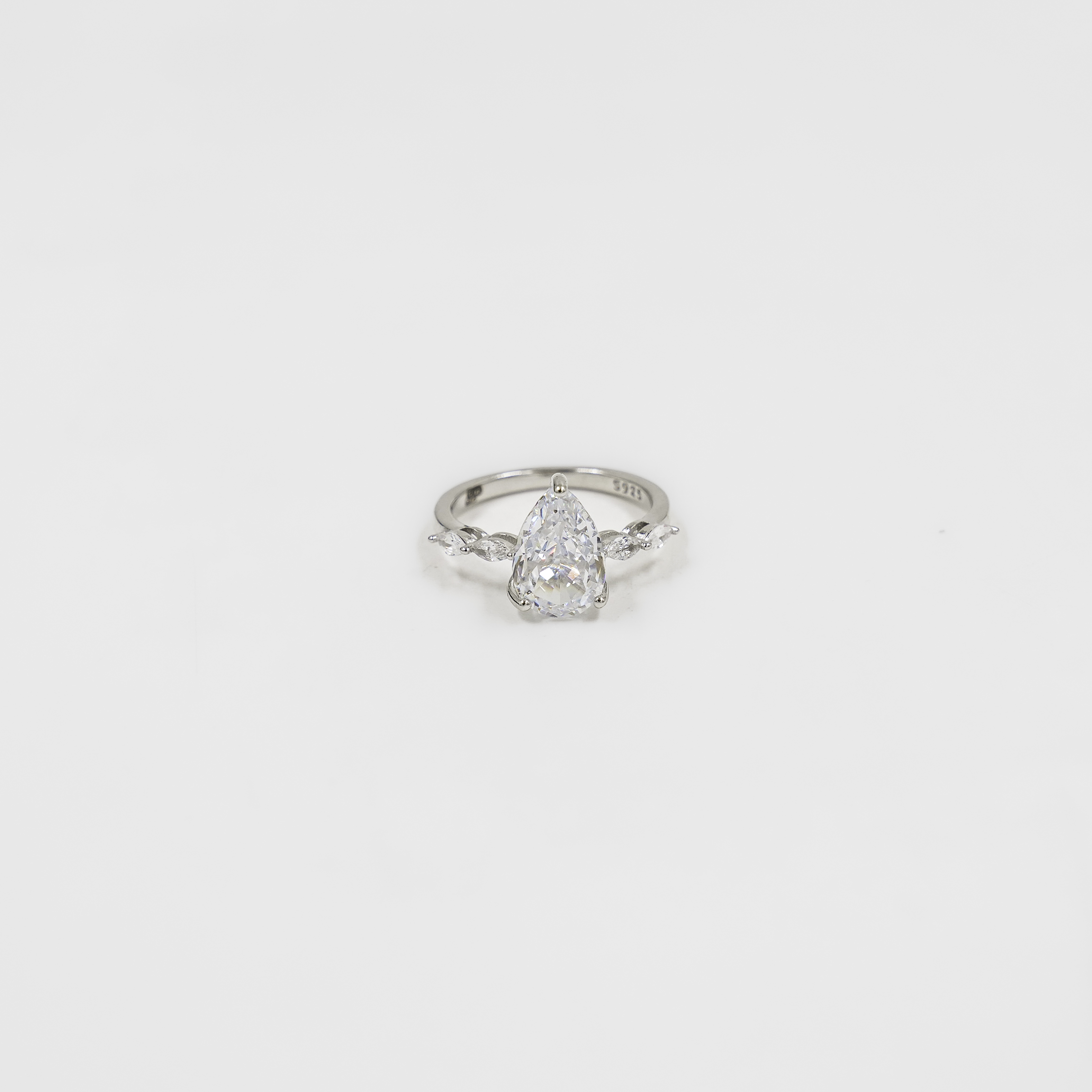 Elegant Sterling Silver Pear Cut Stone