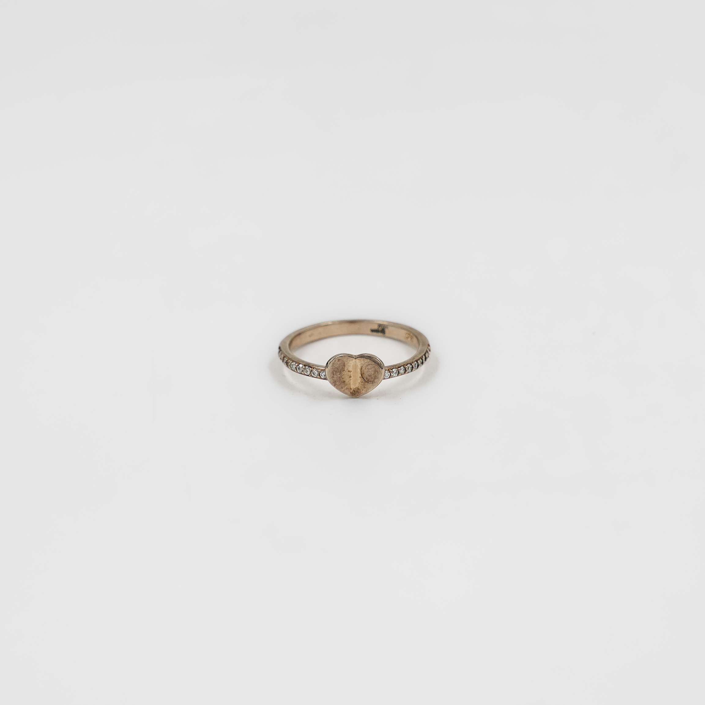 Elegant Silver Ring Rose Gold Polished Silver Heart