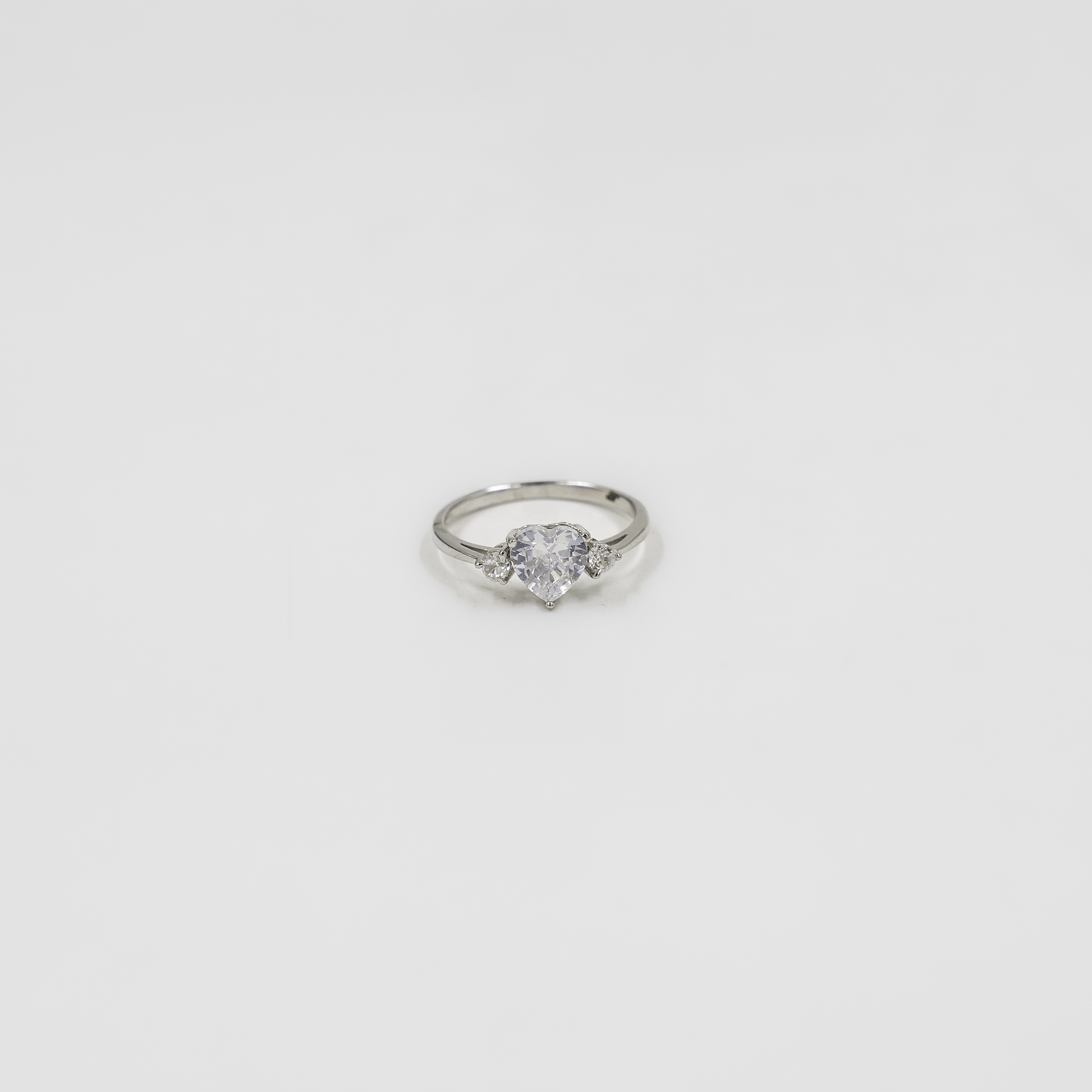 Elegant Silver Heart Cut Cubic Zirconia