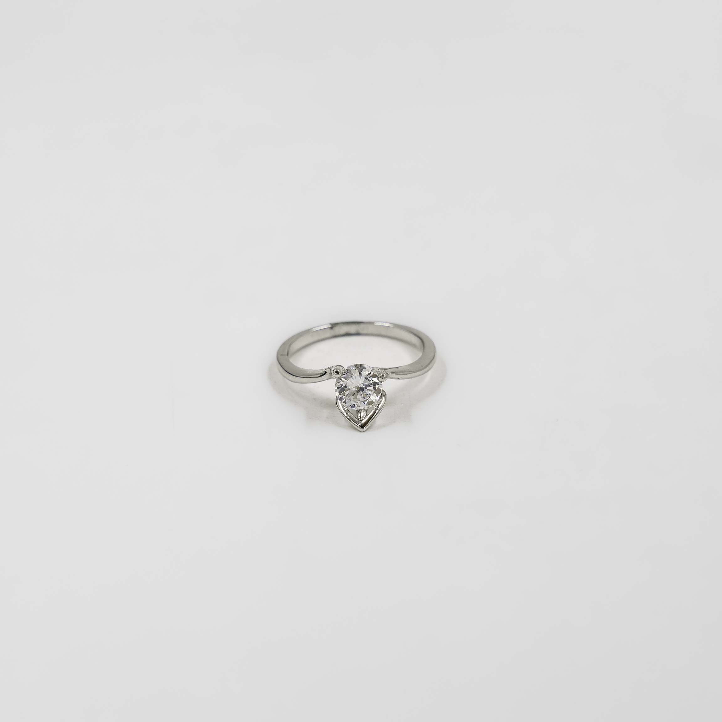 Elegant Silver Solitaire Ring With Pear