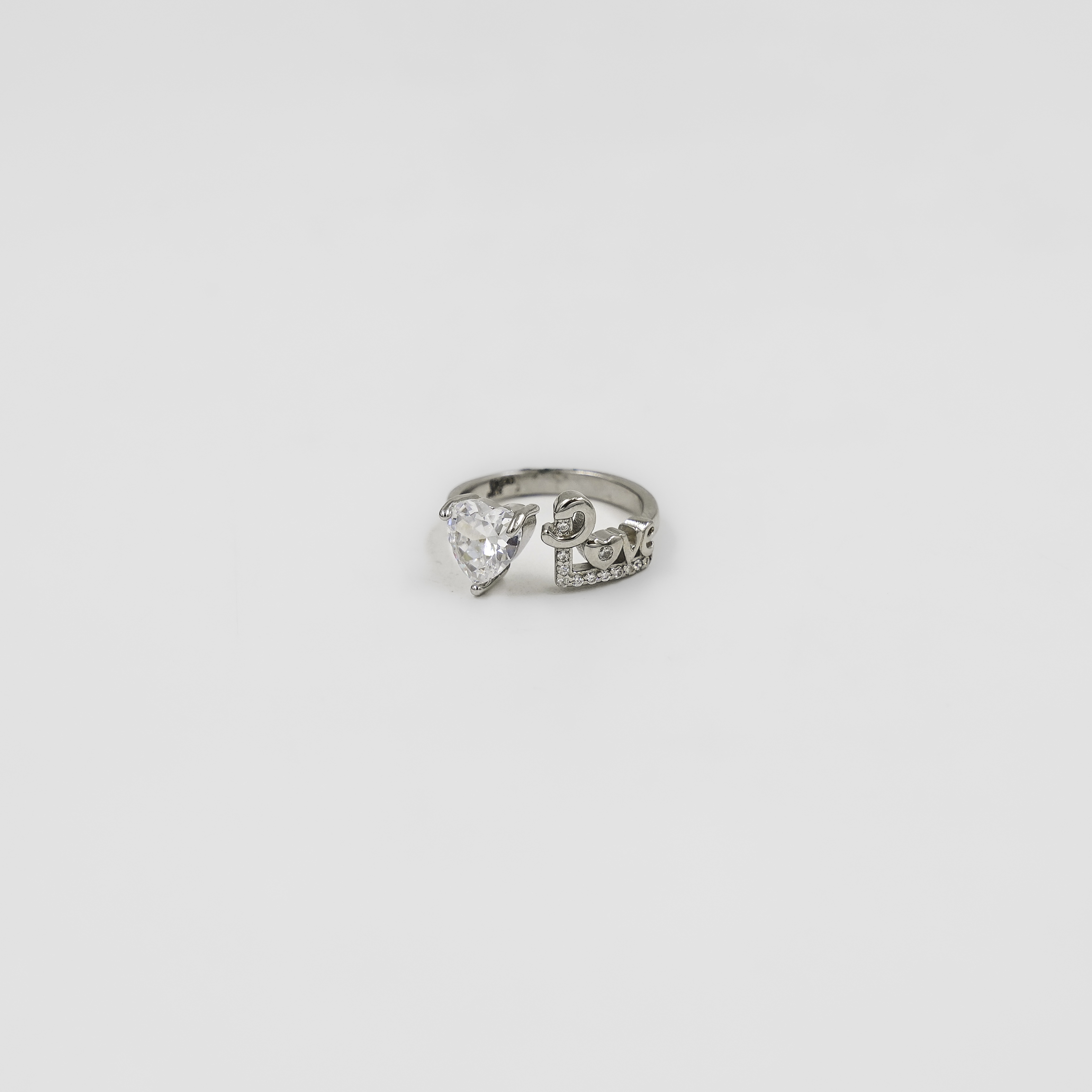 Elegant Silver Heart Cut Stone Ring