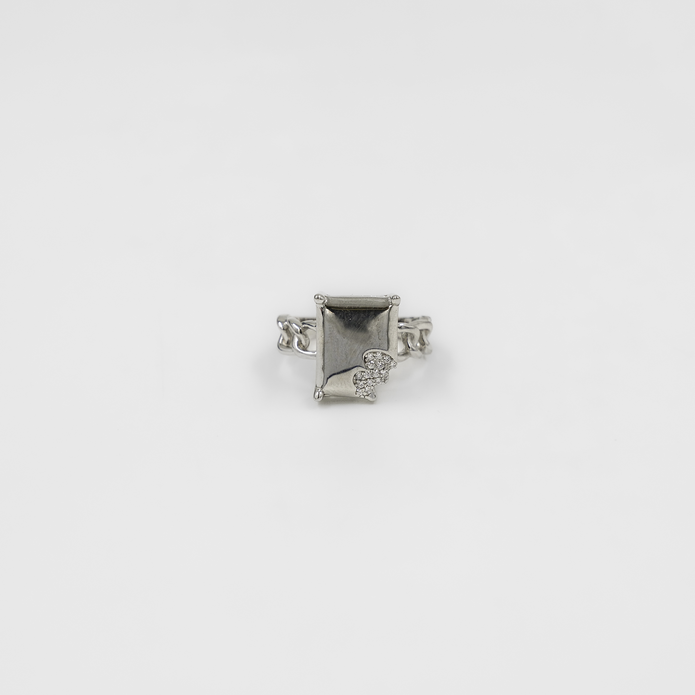 Classic Silver Rectangular Stone Fashion Ring