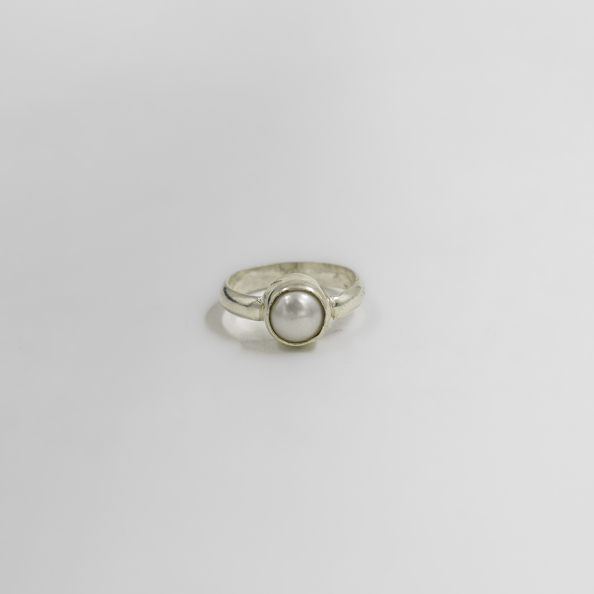 Elegant Silver Ring With Pearl Accent