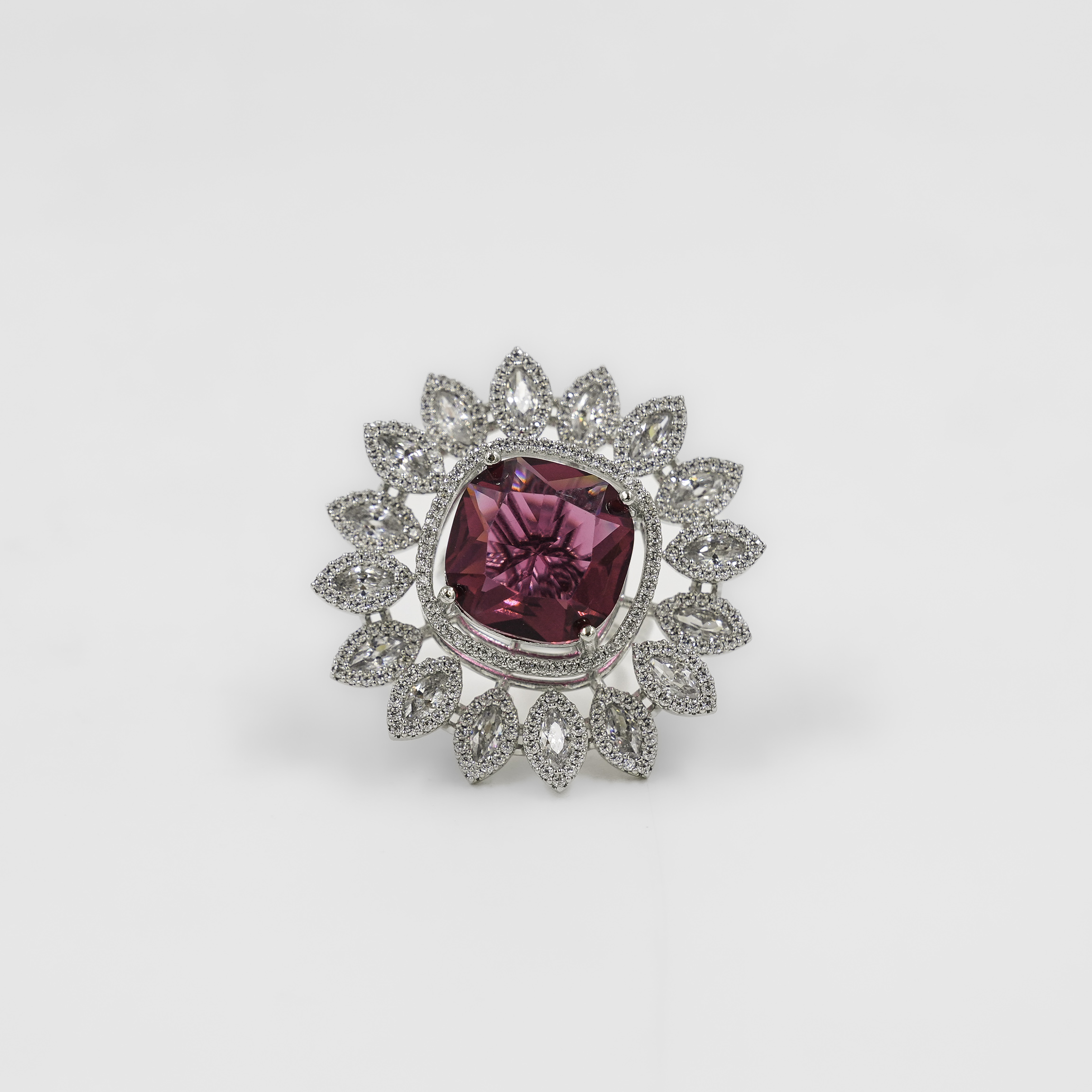 Sparkling Silver Cushion-Cut Pink Tourmaline Halo