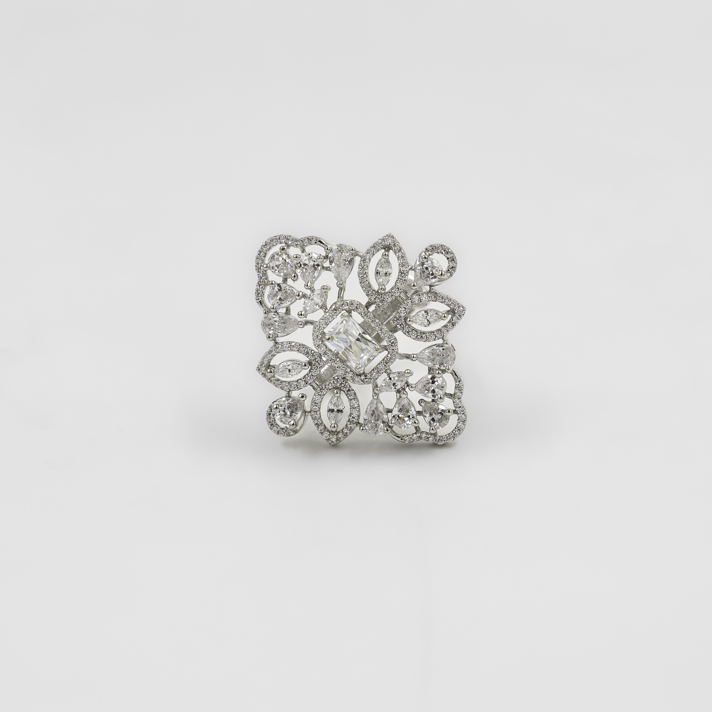 Elegant Sterling Silver Cubic Zirconia Square