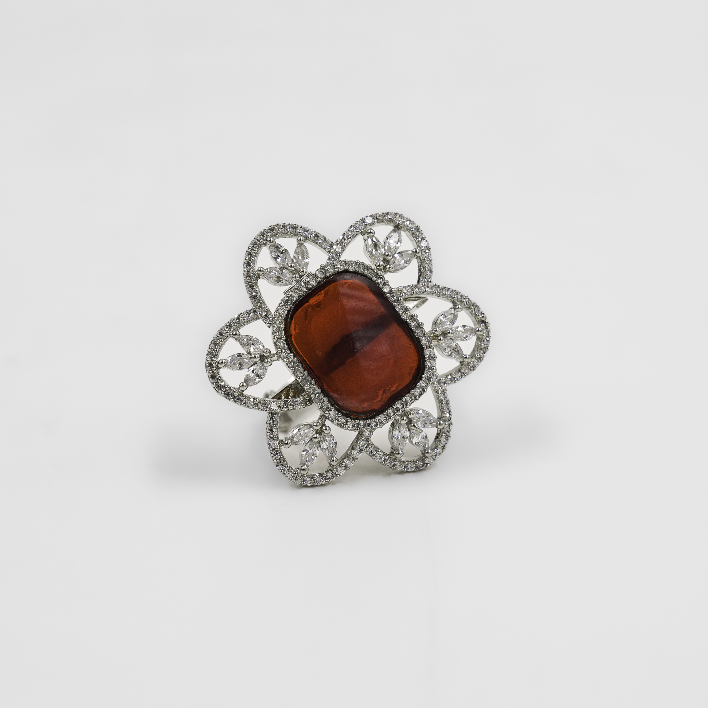 Elegant Silver Ring with Red Stone