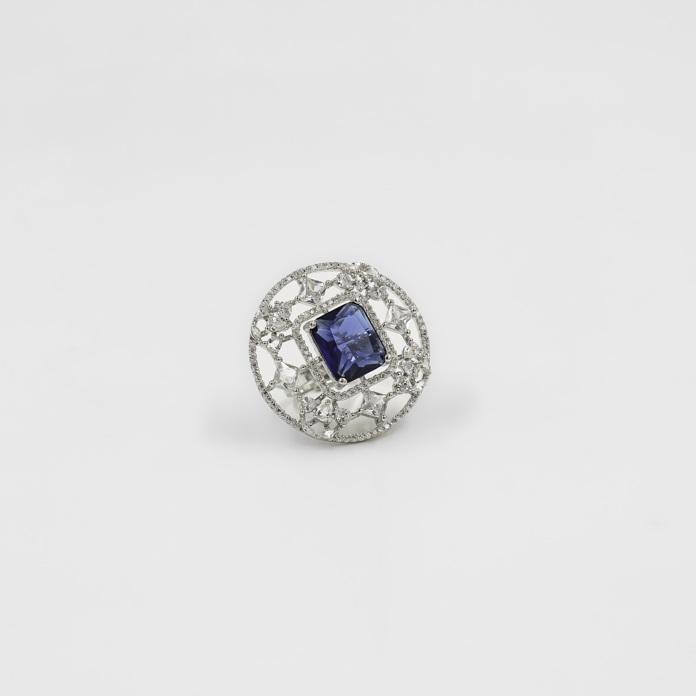 Elegant Silver Ring With Blue Stone