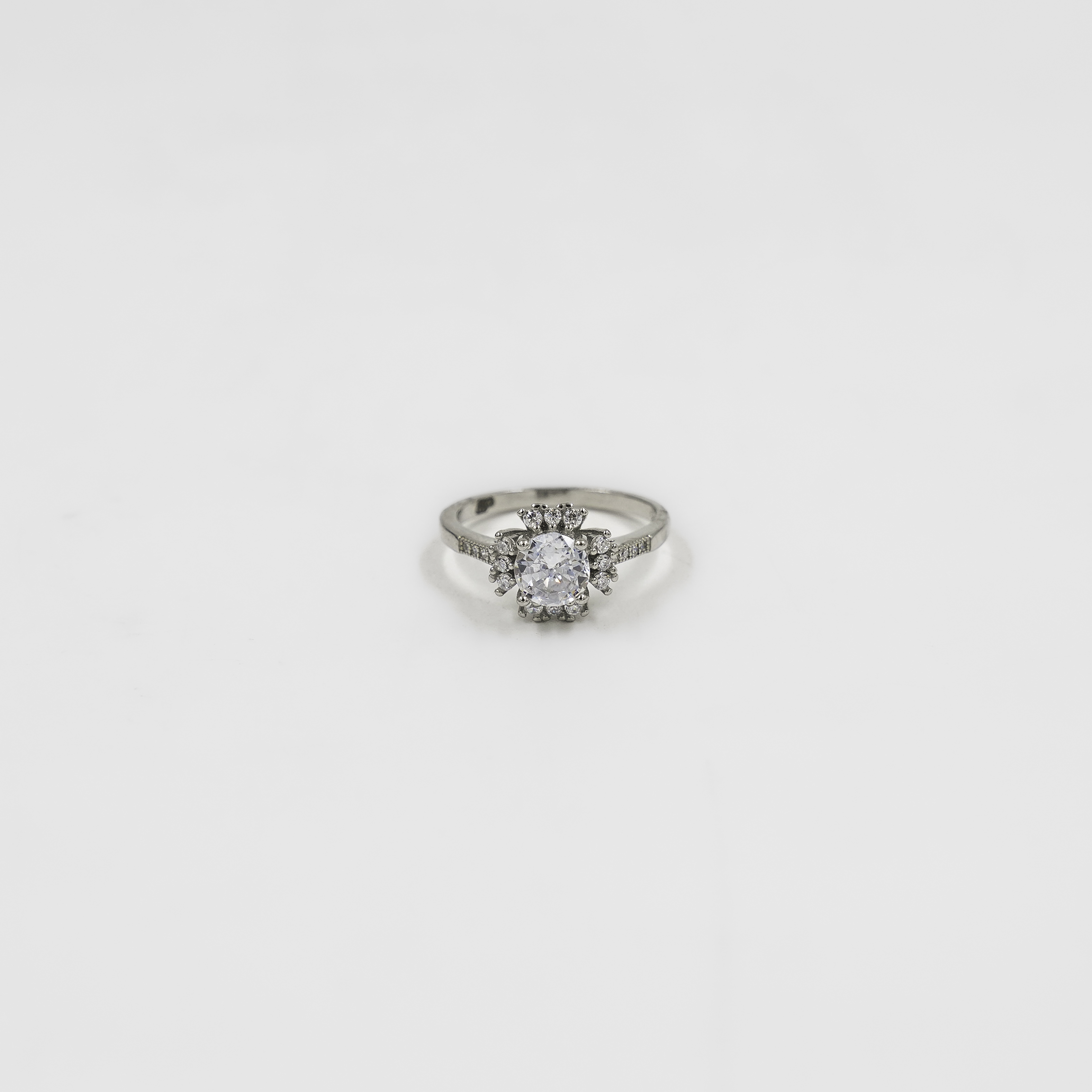 Silver Silver-Tone Embellished Ring With Sparkling