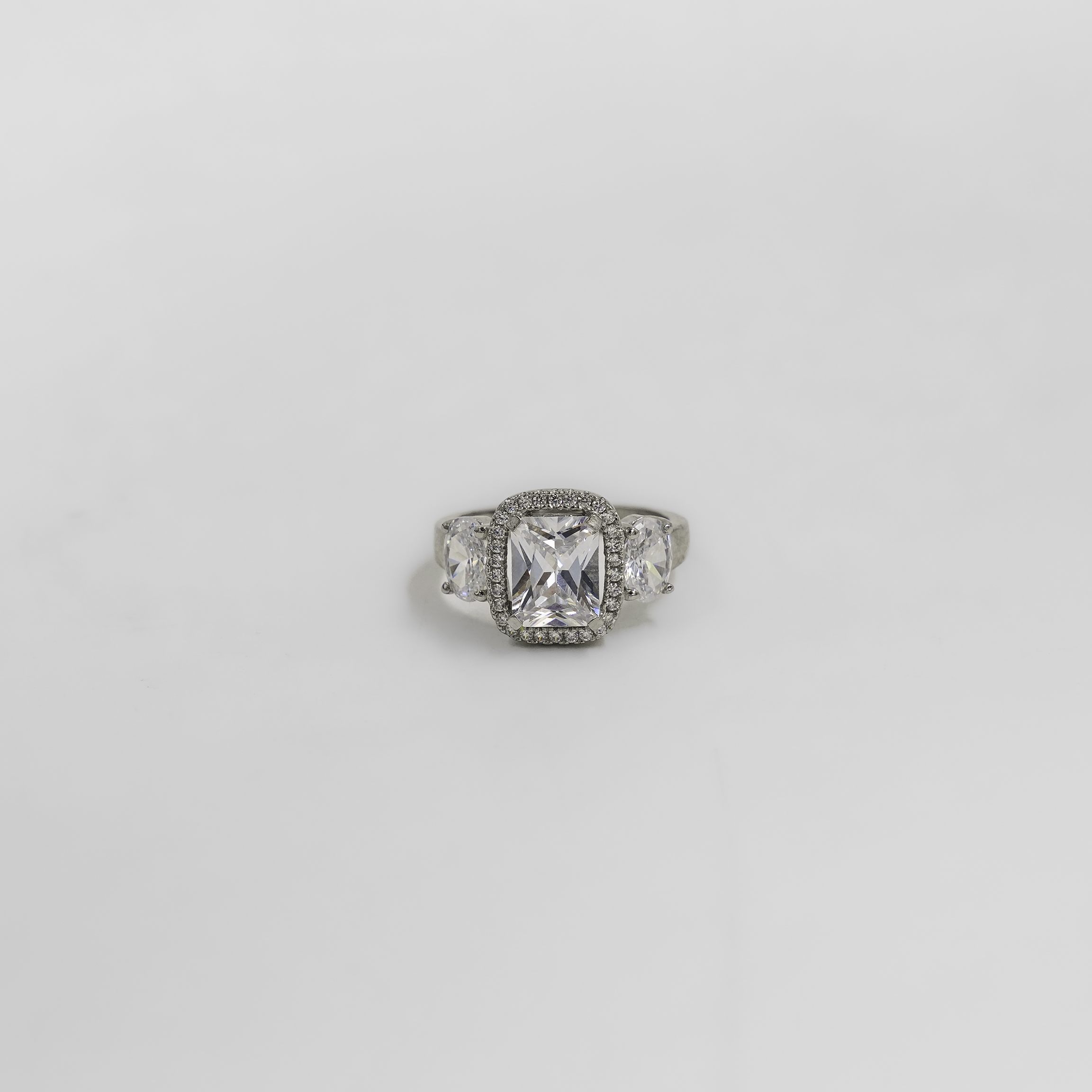 Elegant Silver Emerald Cut Cubic Zirconia