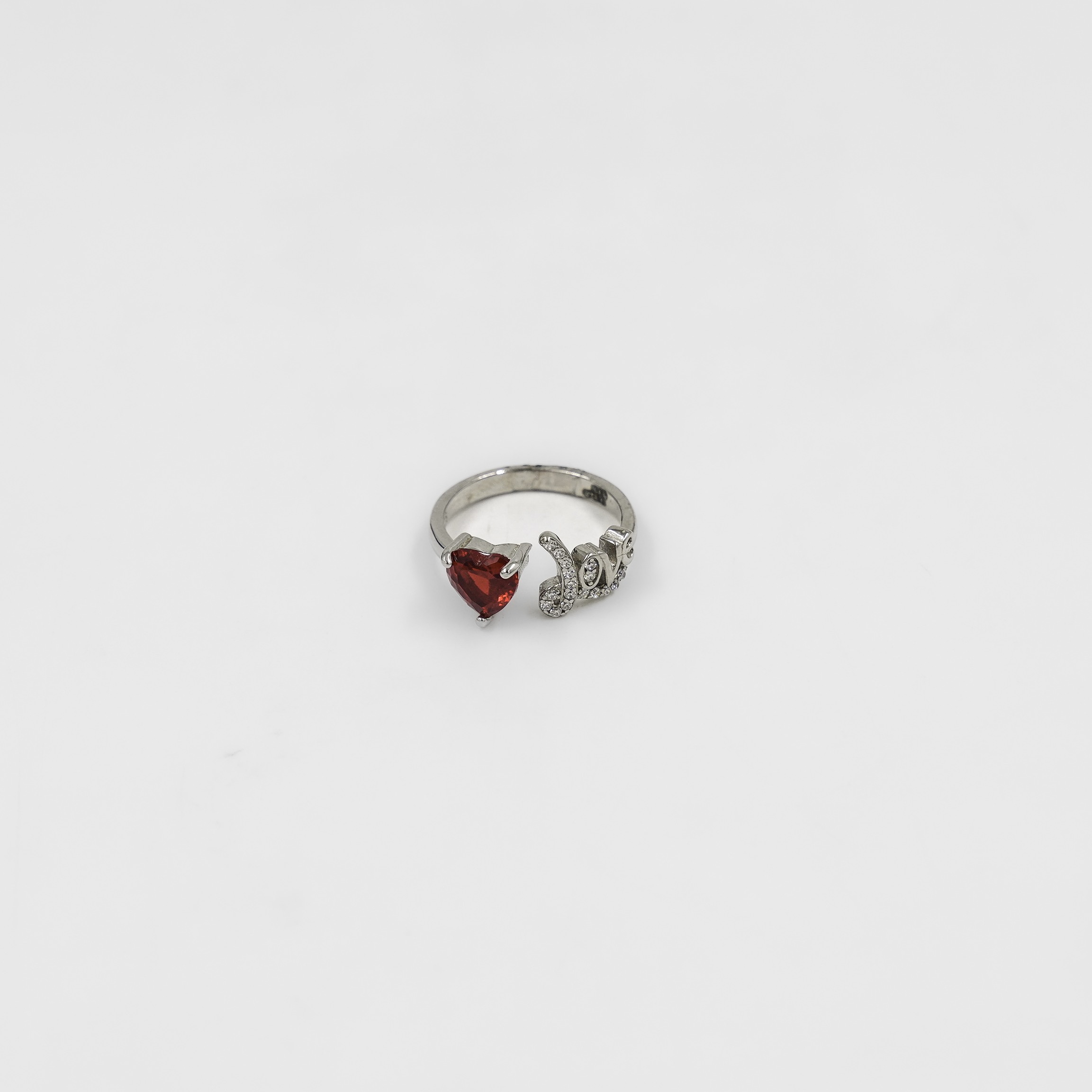 Silver Tone Metal Red Heart With
