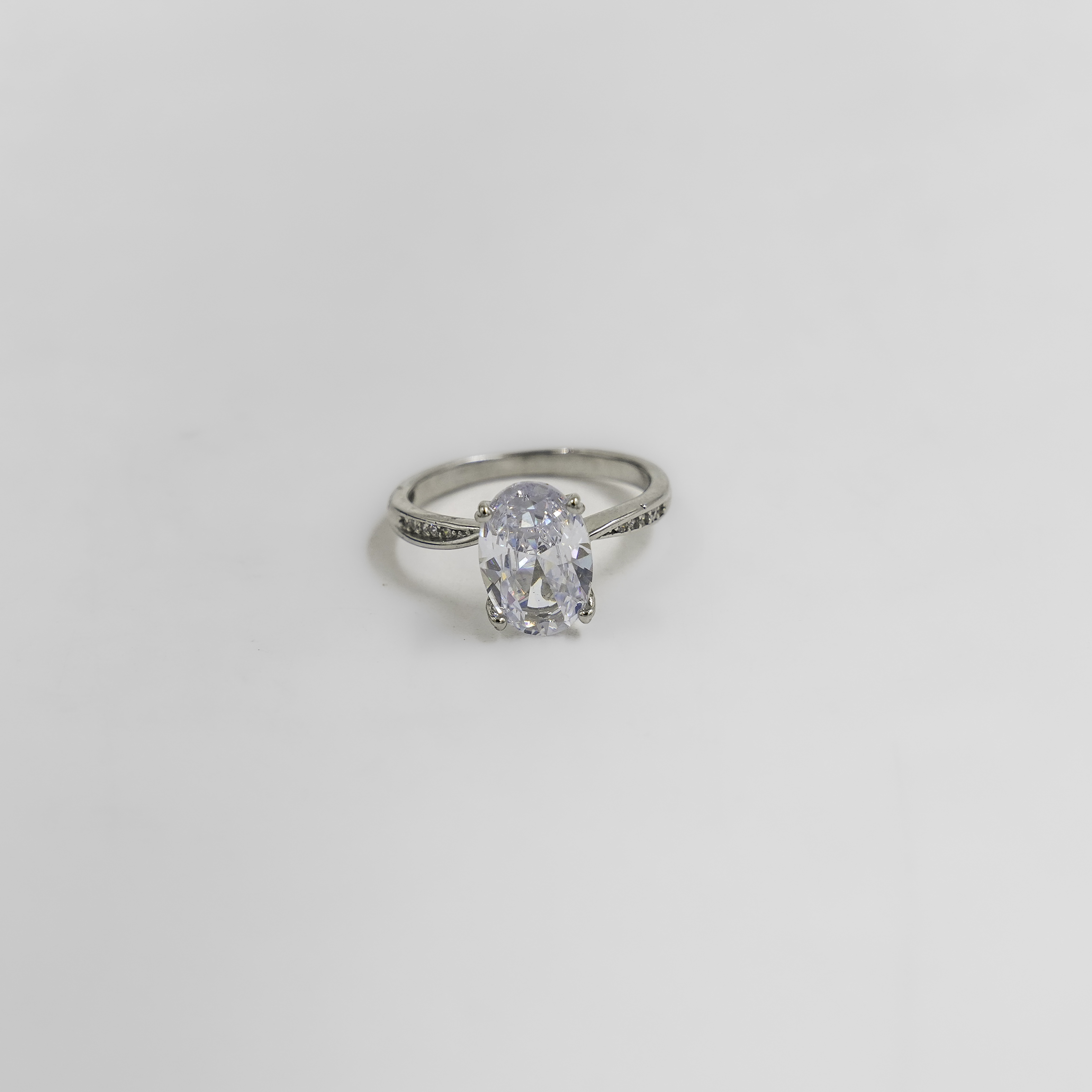 Elegant Sterling Silver Oval Cut Simulated