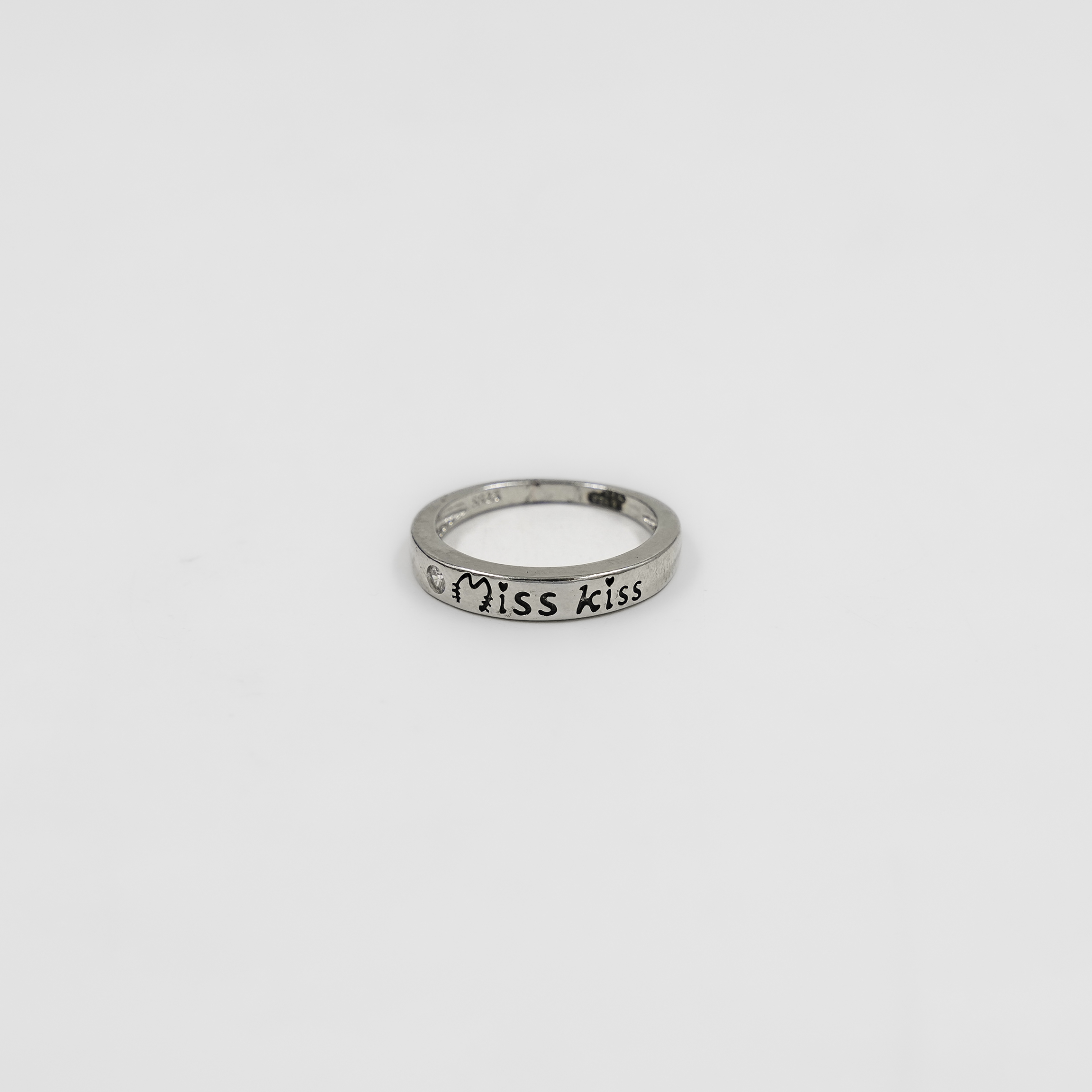 Silver Miss Kiss Engraved Fashion Ring