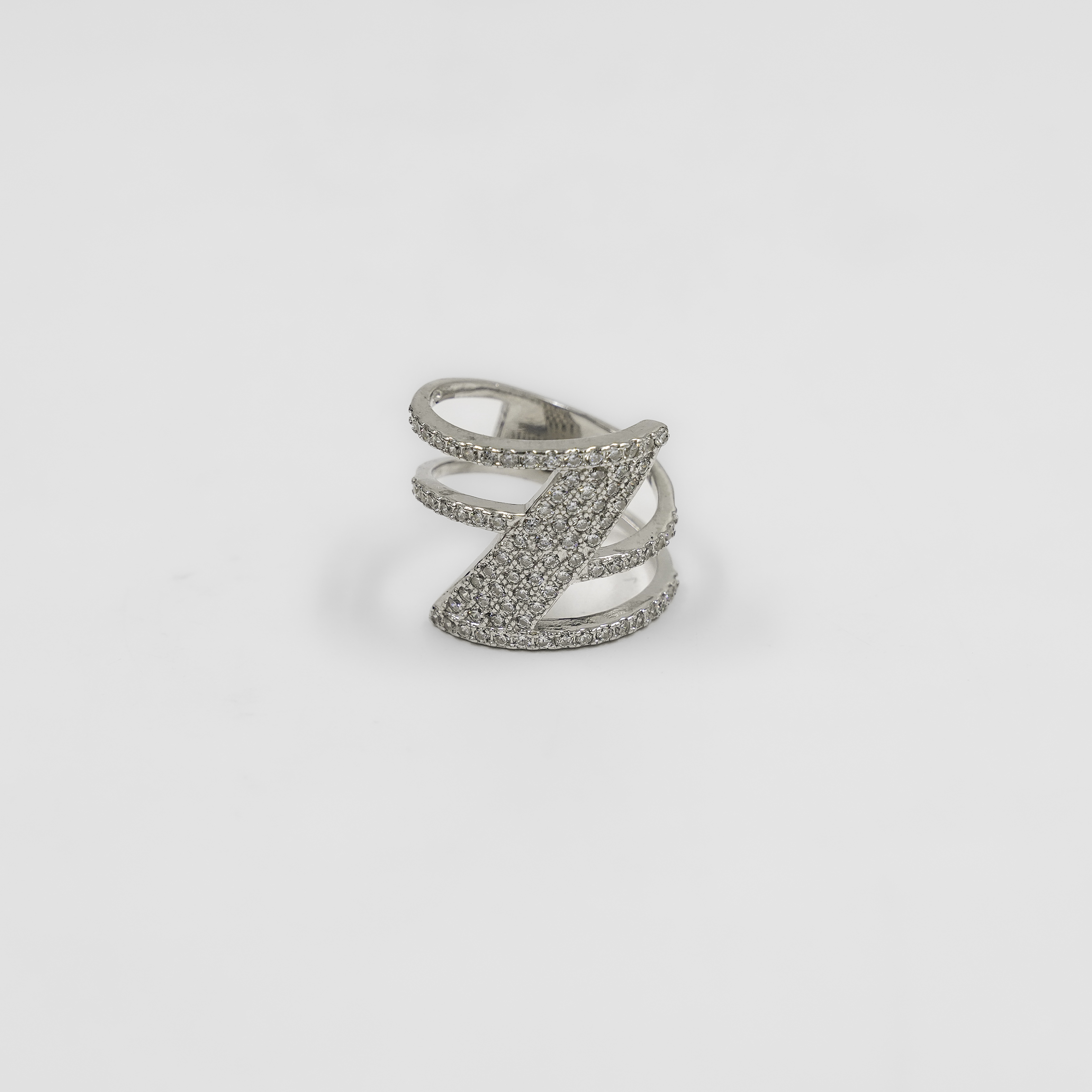 Elegant Silver Crystal Embellished Ring