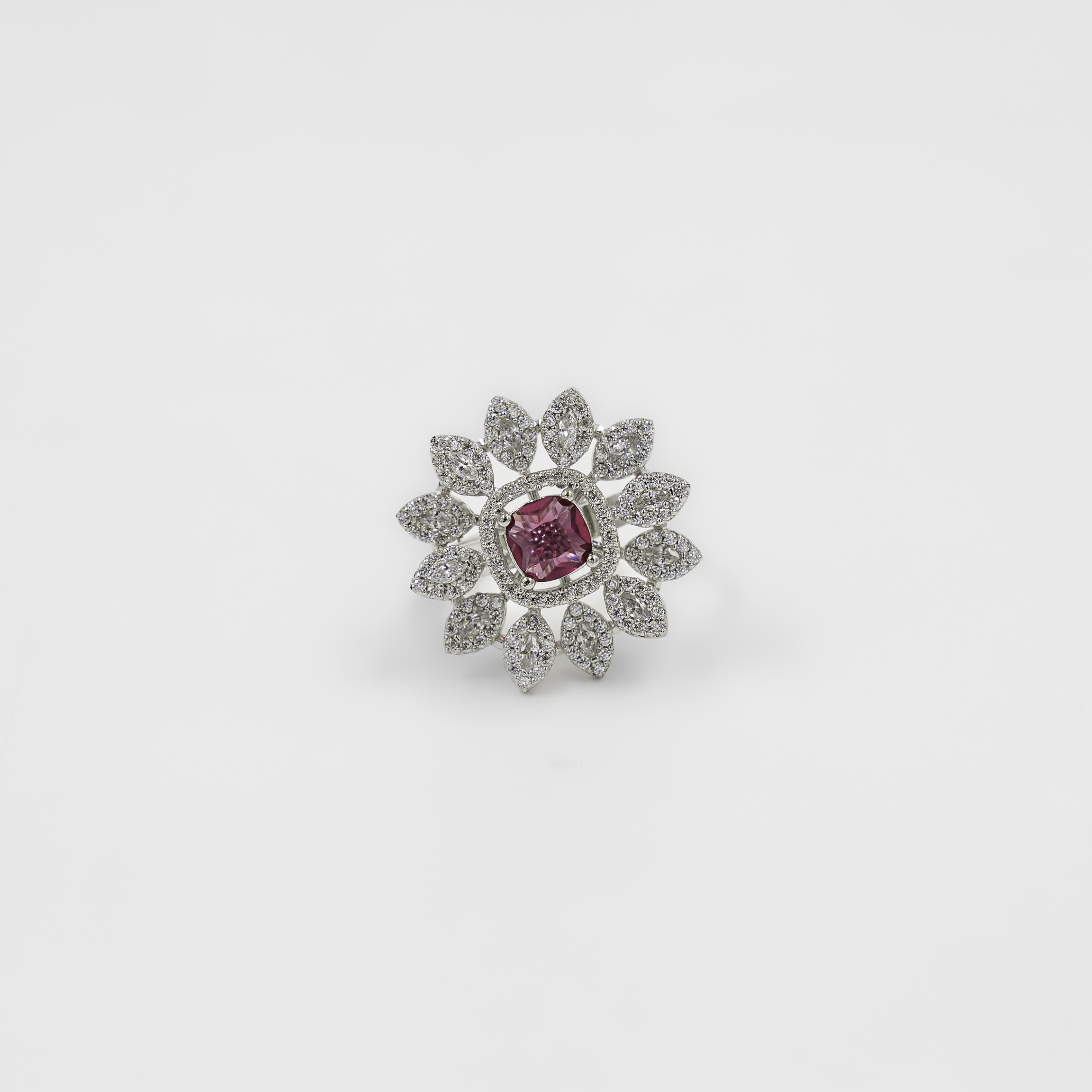 Elegant Sterling Silver Ring With Pink