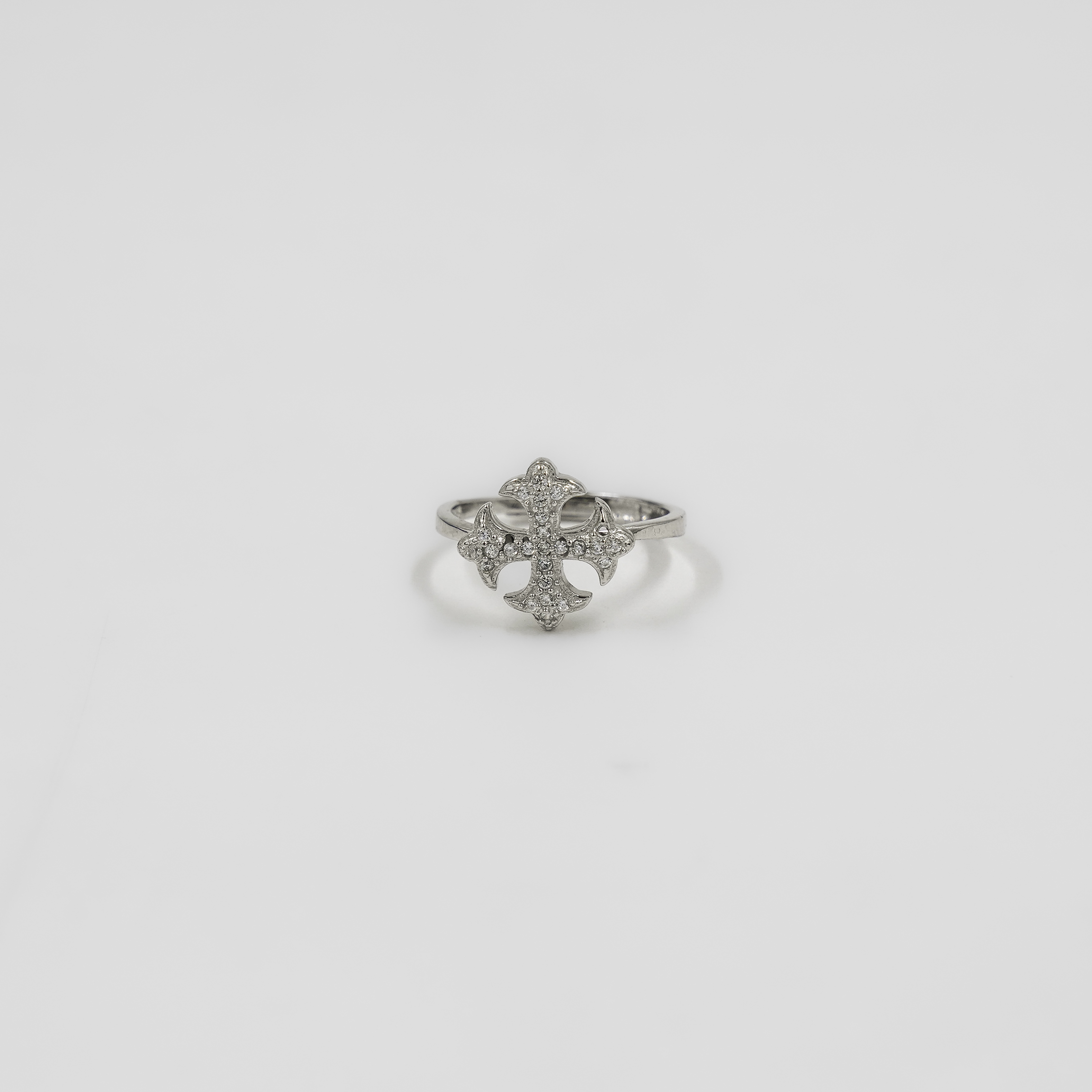 Silver Cross Silver Ring Embellished