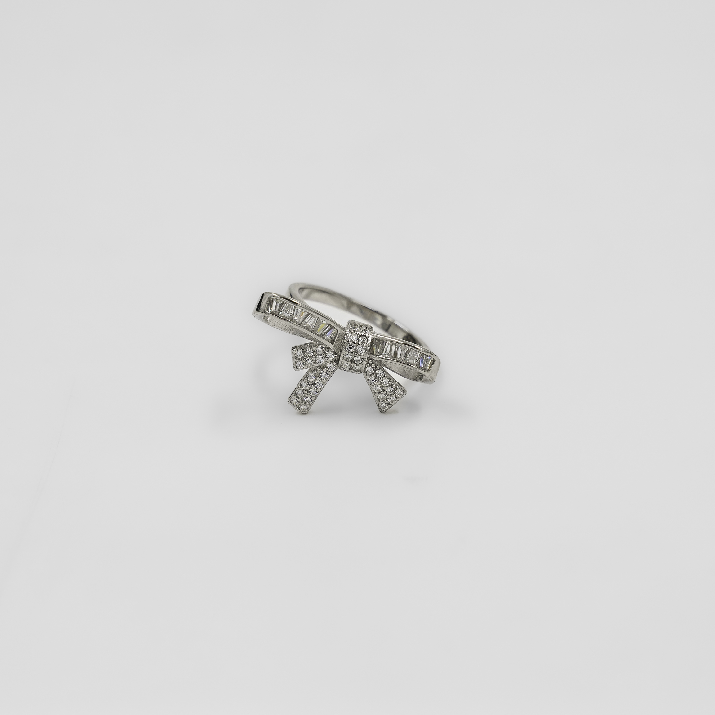 Elegant Sterling Silver Crystal Embellished Bow