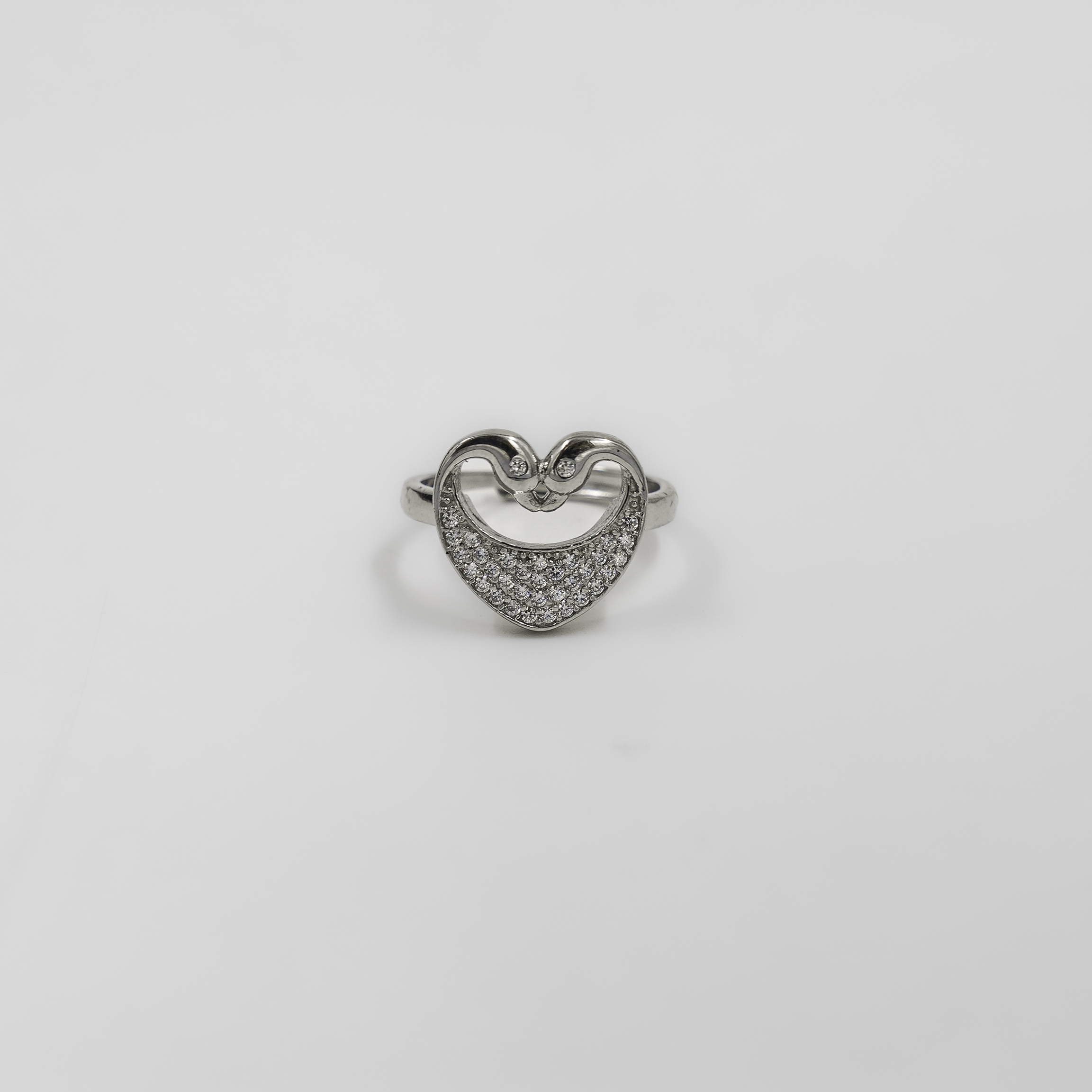 Elegant Silver Heart Shaped Cubic Zirconia