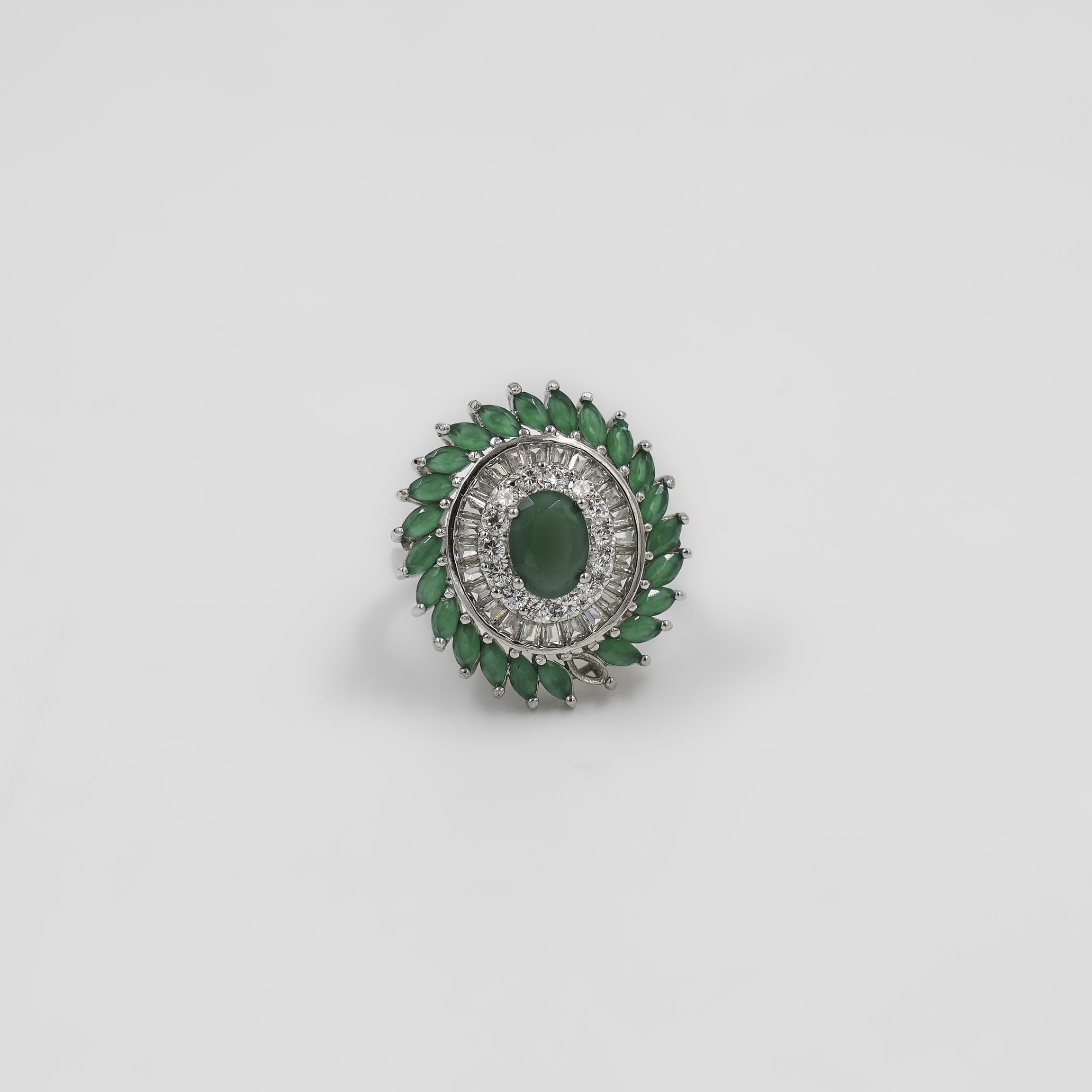 Elegant Silver Ring with Green