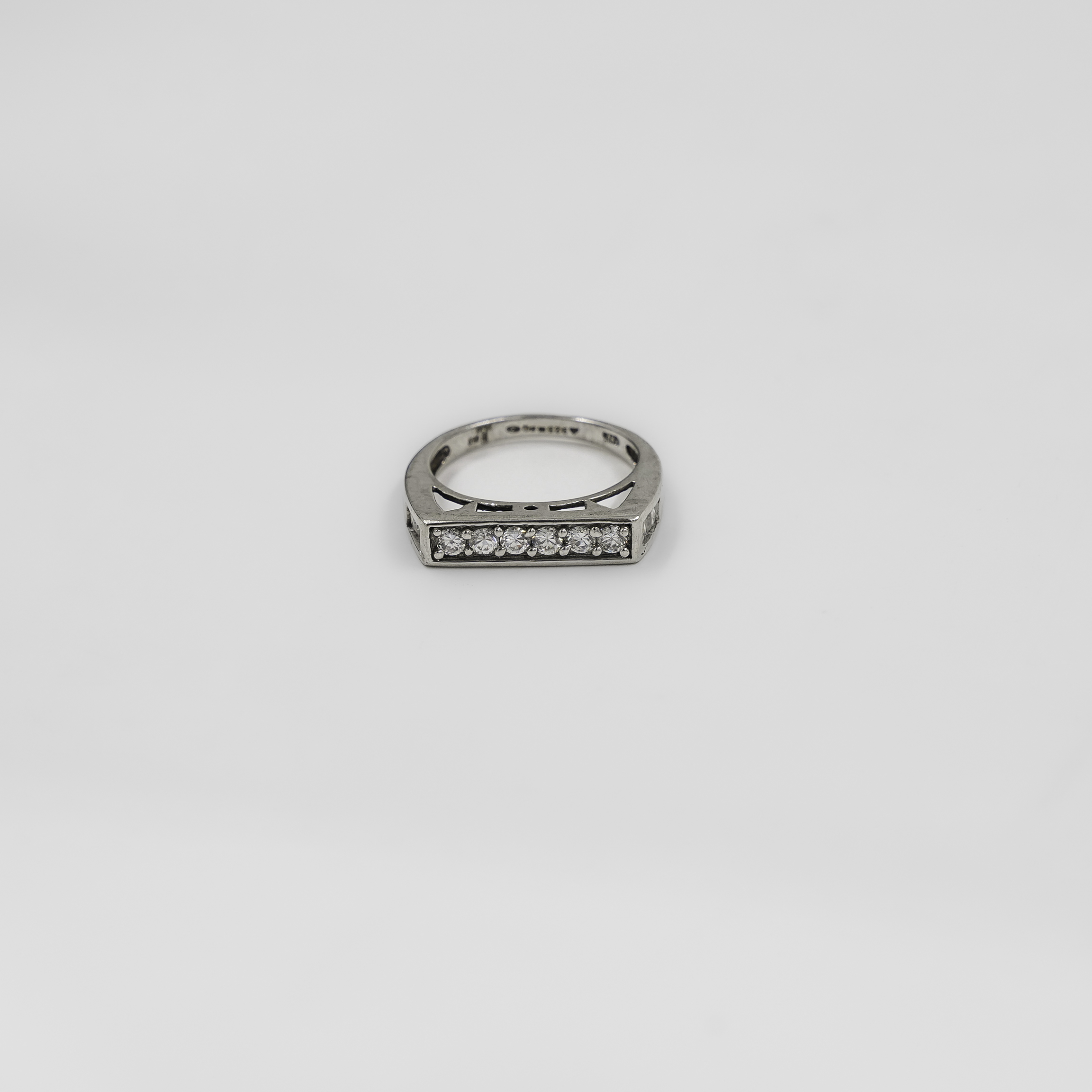 Elegant Silver Ring Rectangular Cubic Zirconia