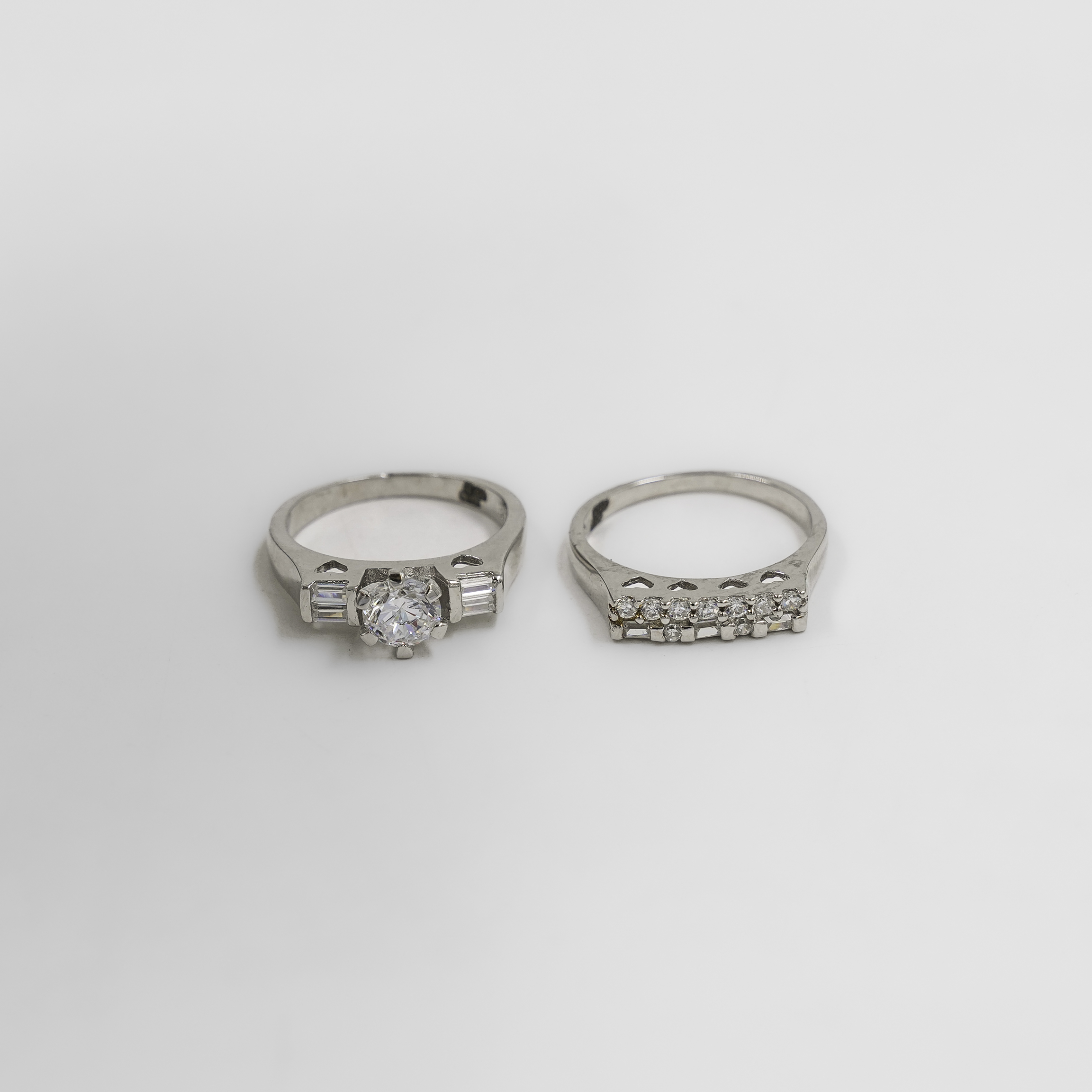 Silver Embellished Crystal Stone Ring Set