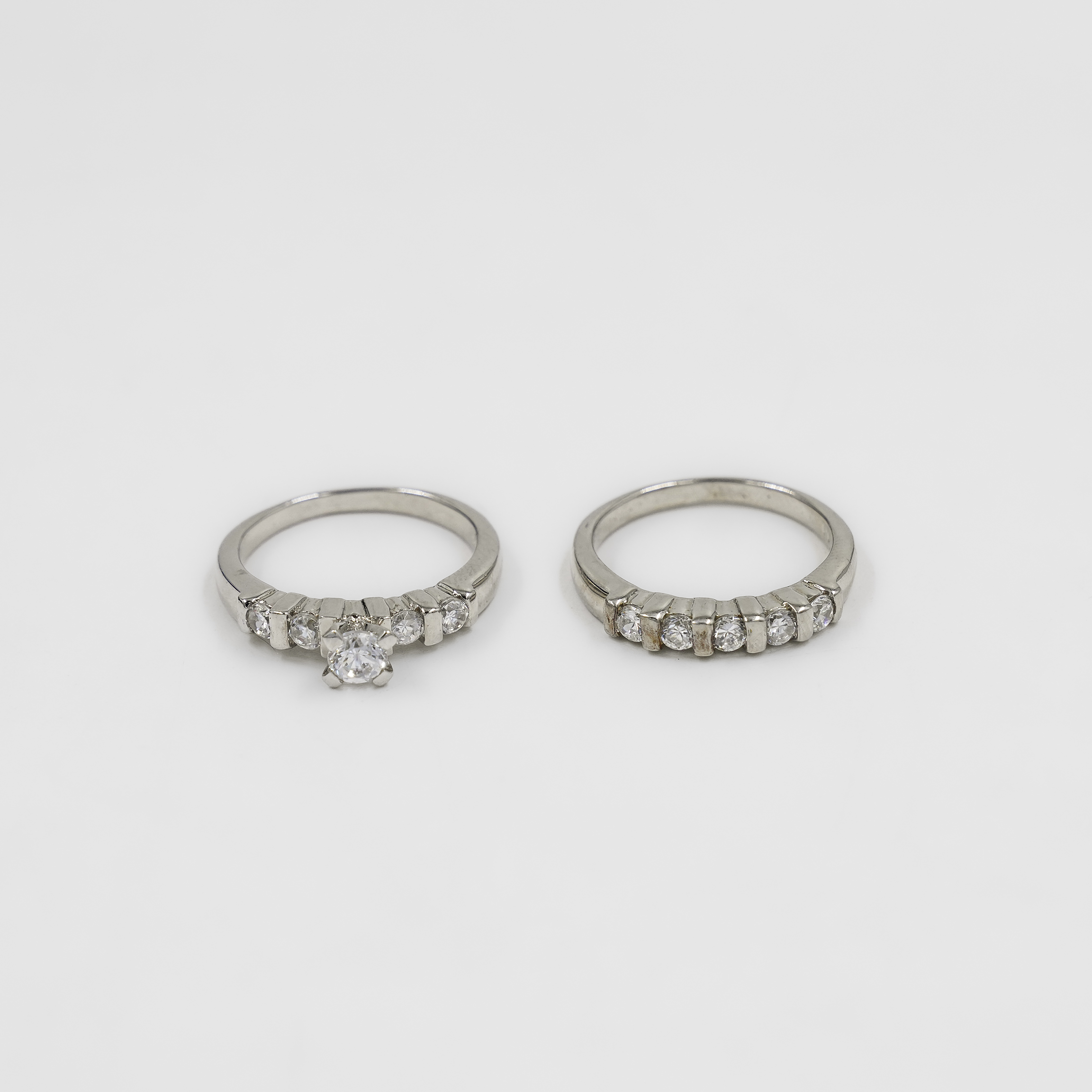 Silver Ring Set Cubic Zirconia Stones