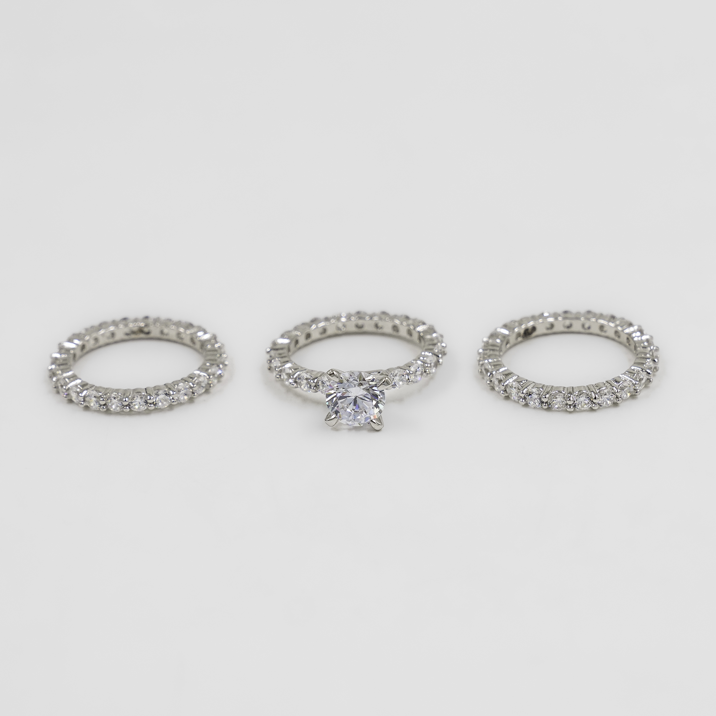 Elegant Silver Set Ring Studded