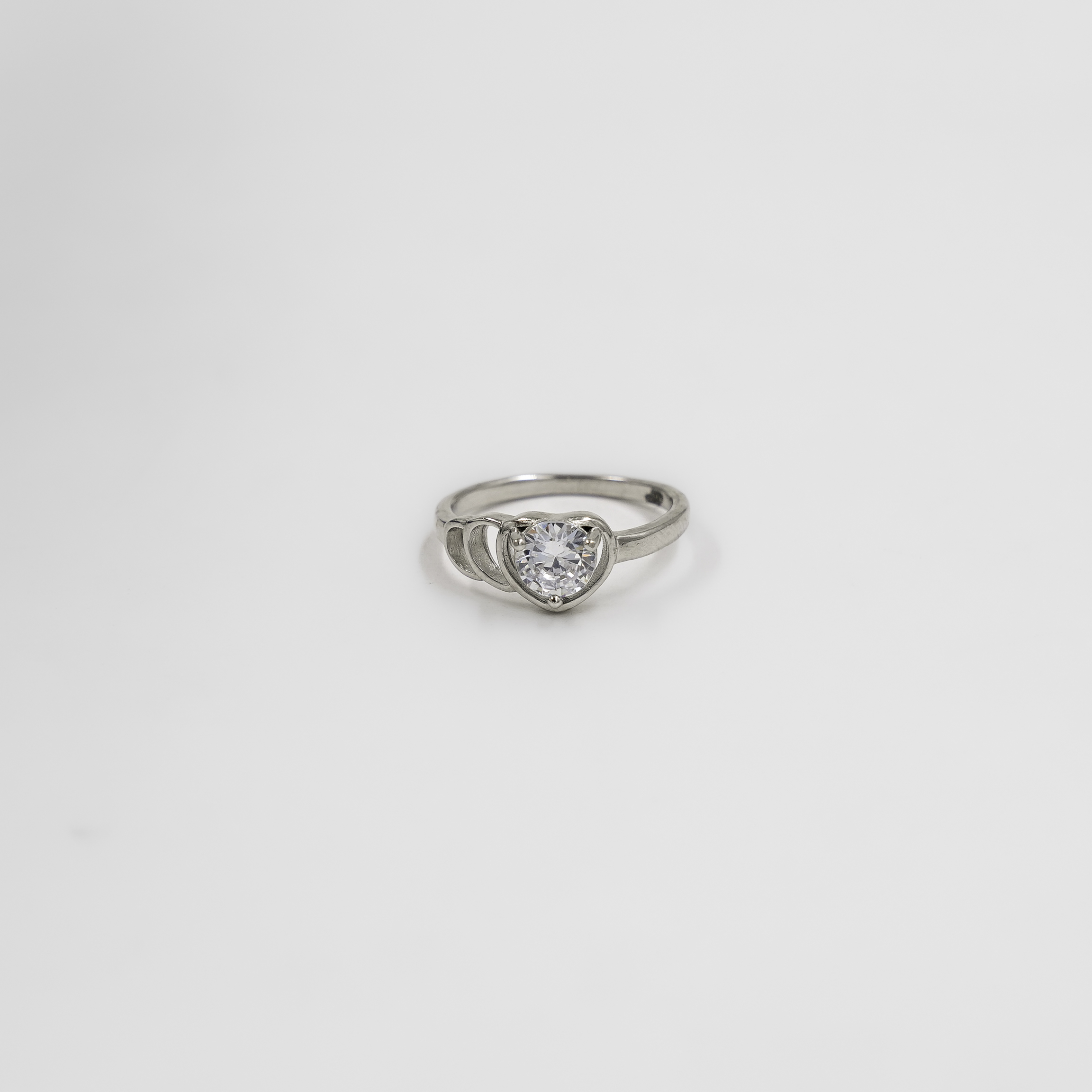 Sparkling Silver Heart-Shaped Ring Cubic Zirconia