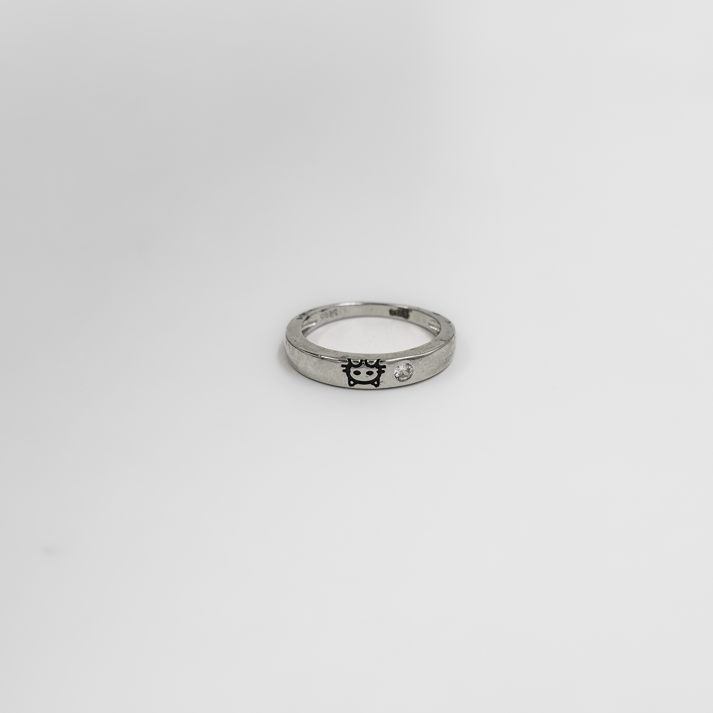 Silver Band Ring With Cubic Zirconia