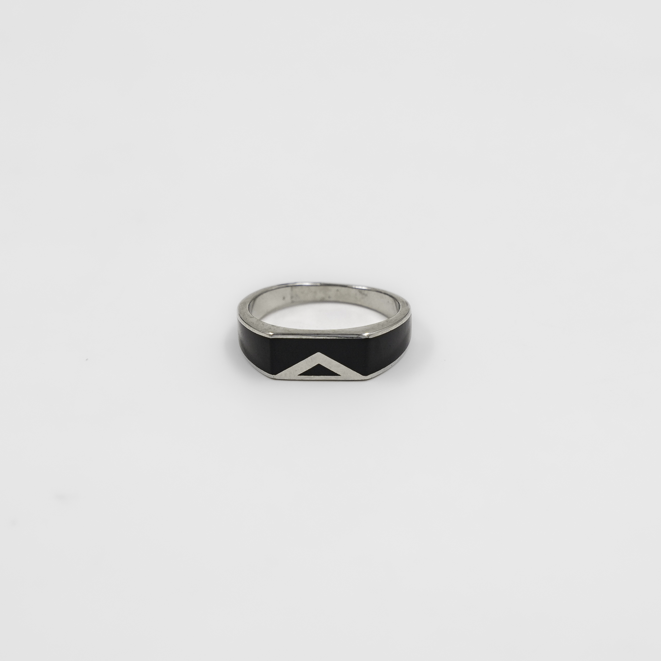 Elegant Silver Ring With Black Enamel